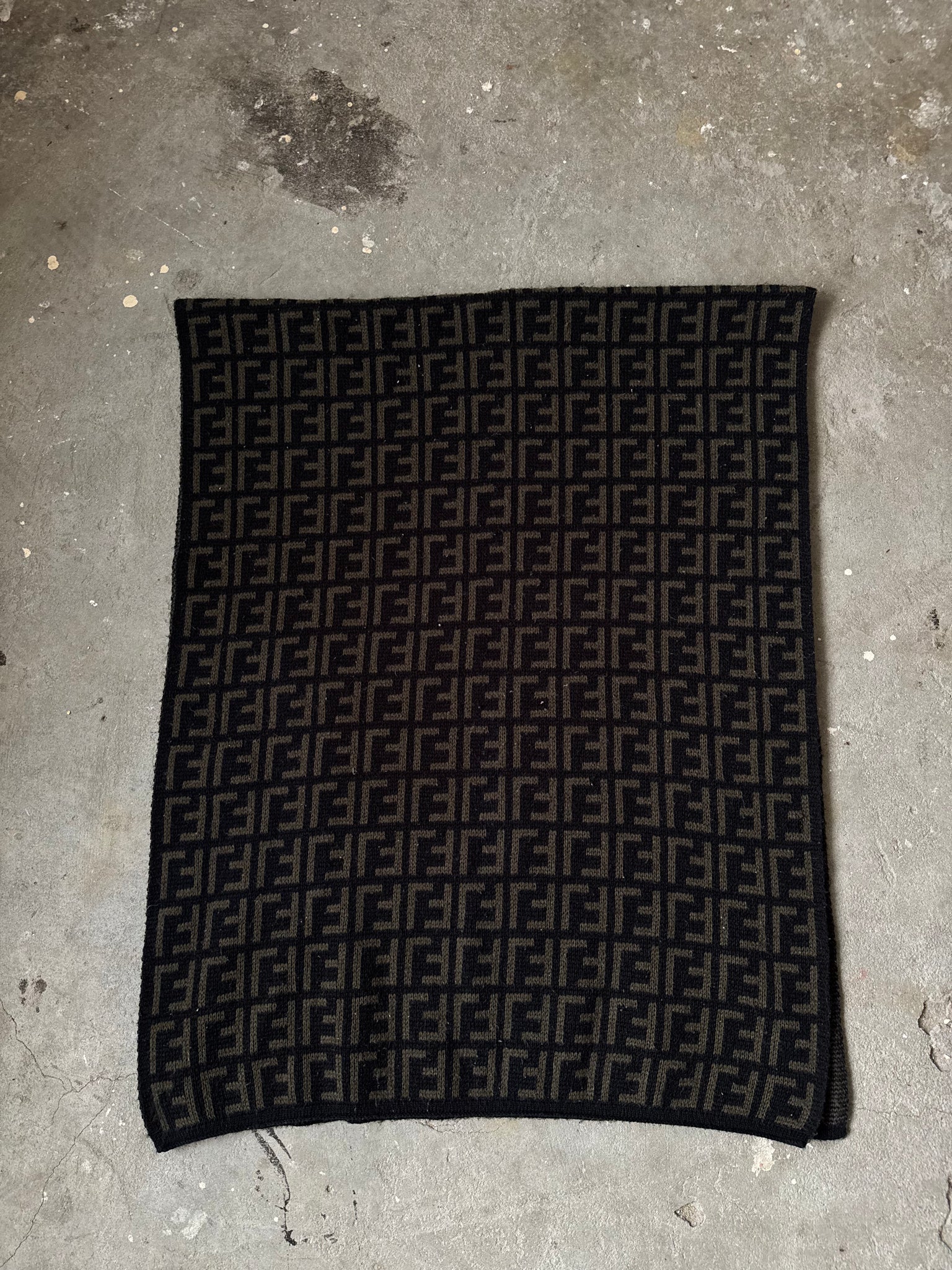 Fendi FF Zucca Wool Scarf Black/Green
