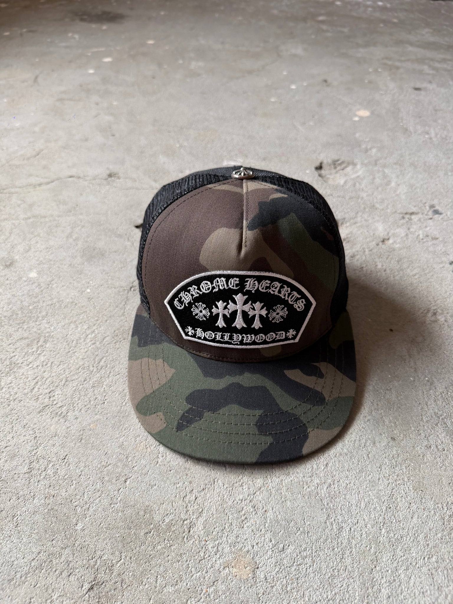 Chrome Hearts Arc Triple Cross Patch Trucker Hat Camo – Curated by Charbel