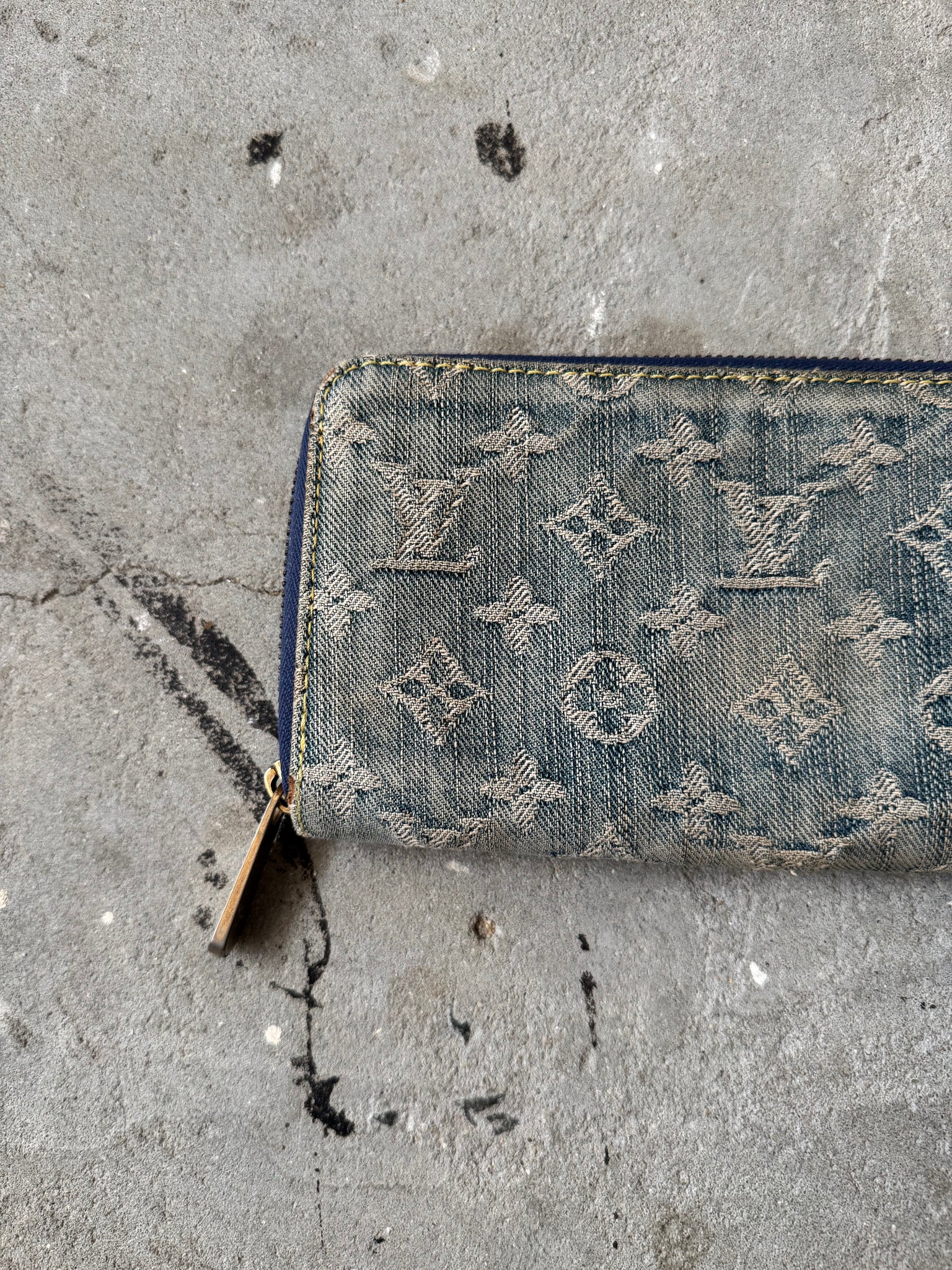 Louis Vuitton Monogram Denim Zippy Wallet Blue