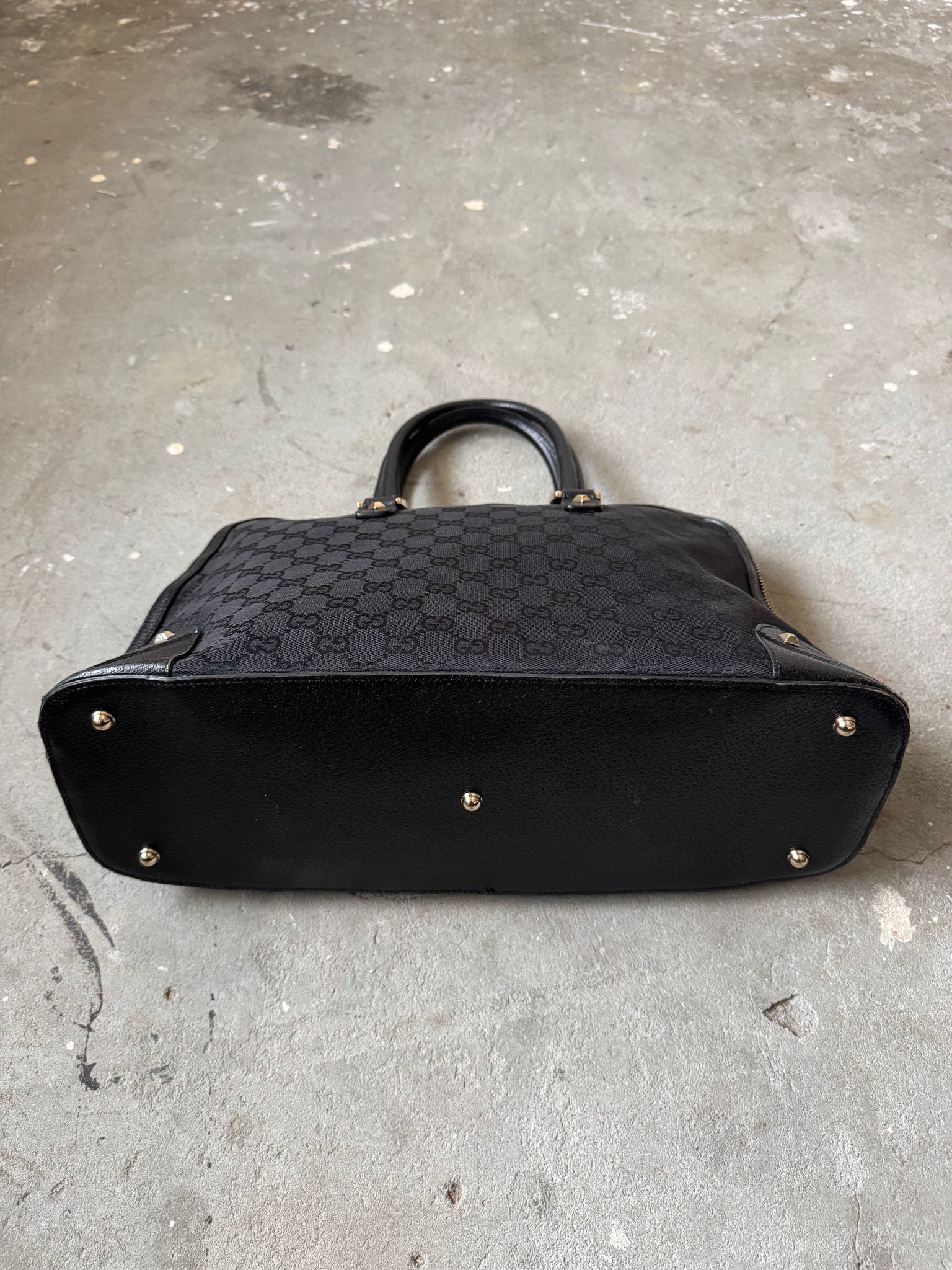 Gucci GG Monogram Nailhead Shoulder Bag Black