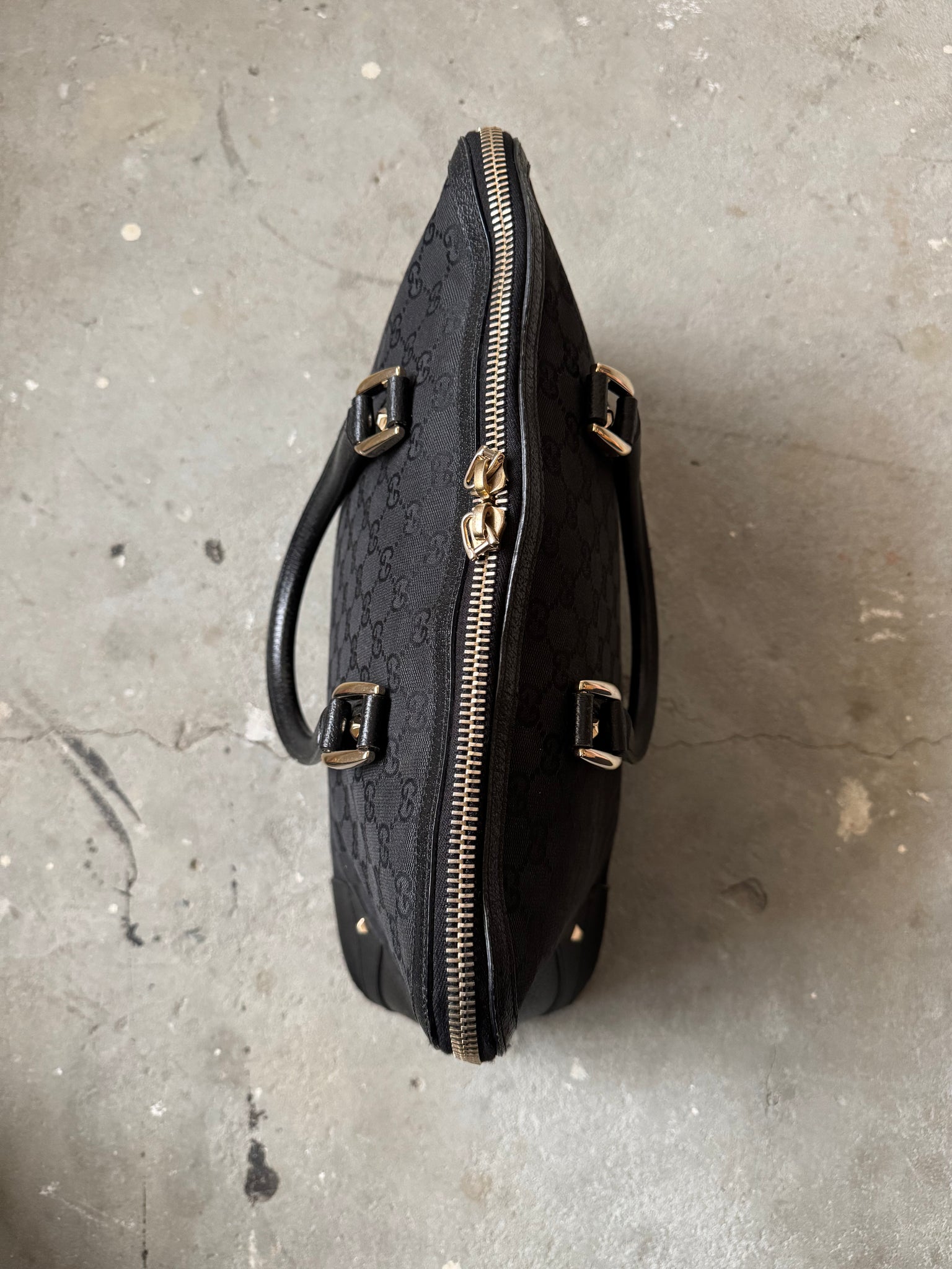 Gucci GG Monogram Nailhead Shoulder Bag Black