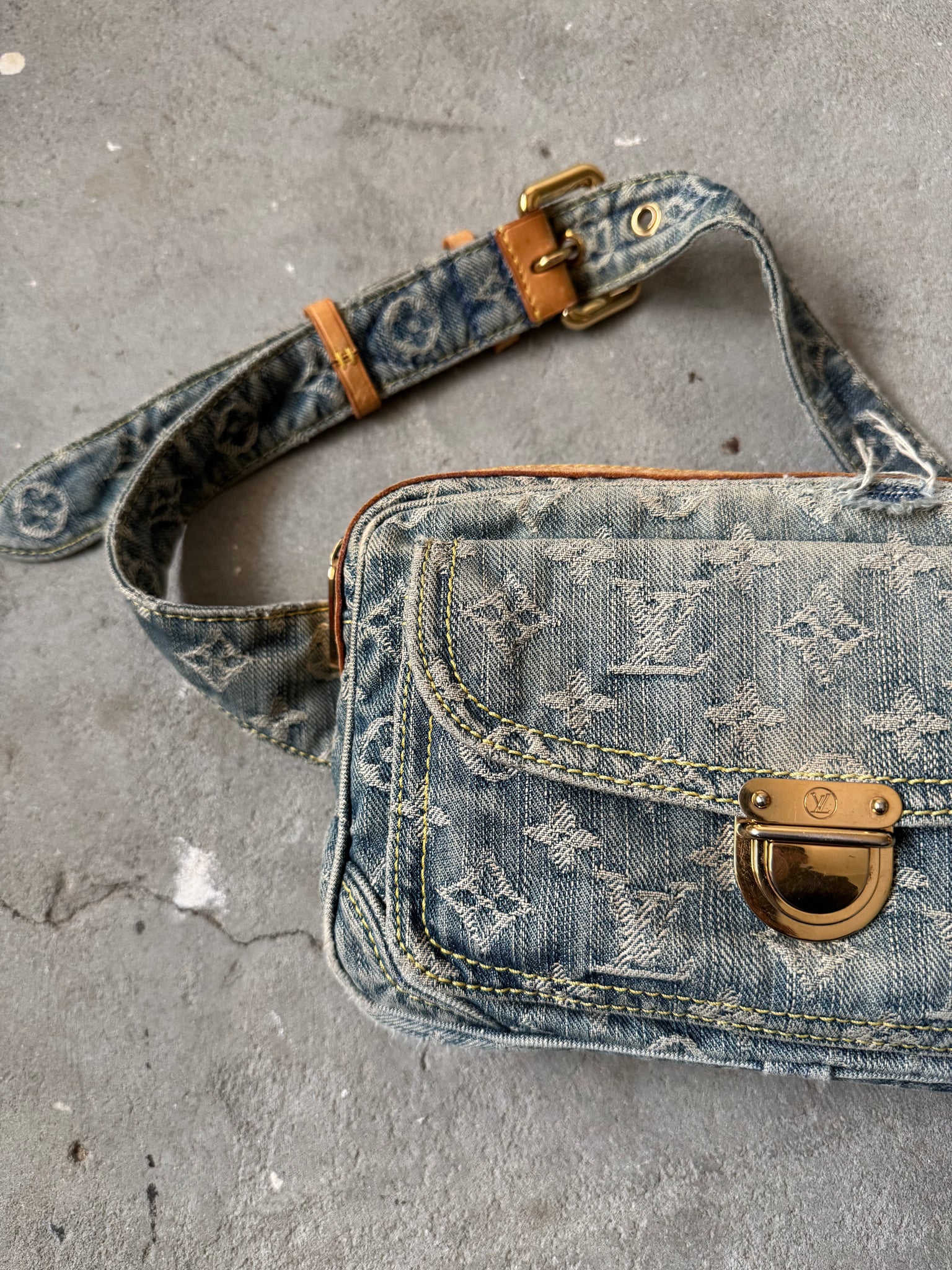 Louis Vuitton Monogram Denim Belt Bag Blue