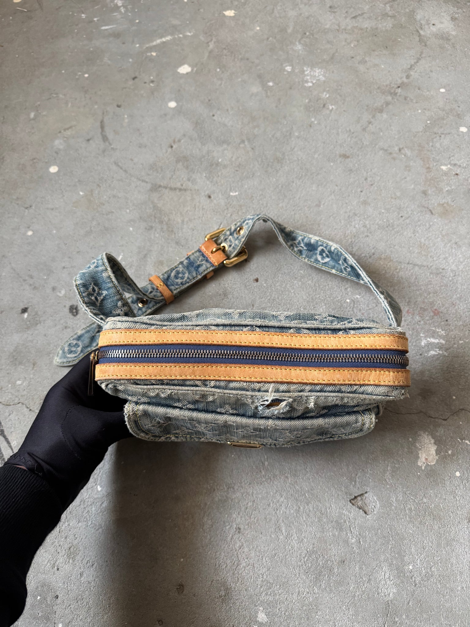 Louis Vuitton Monogram Denim Belt Bag Blue