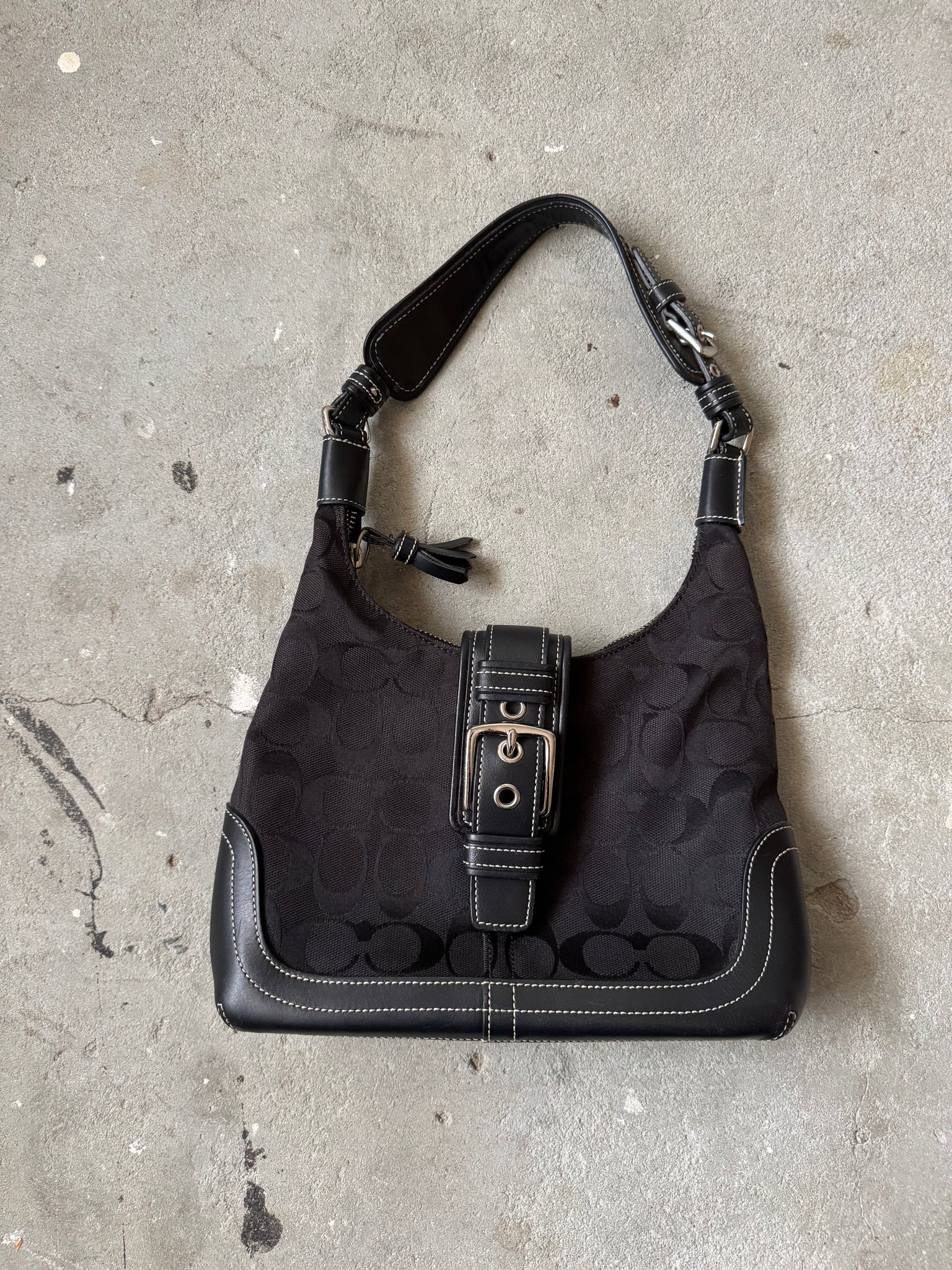 Coach Signature Mini Hamilton Hobo Shoulder Bag Black