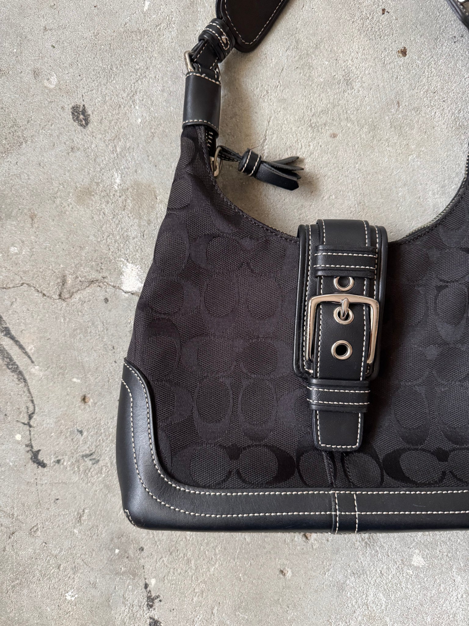Coach Signature Mini Hamilton Hobo Shoulder Bag Black