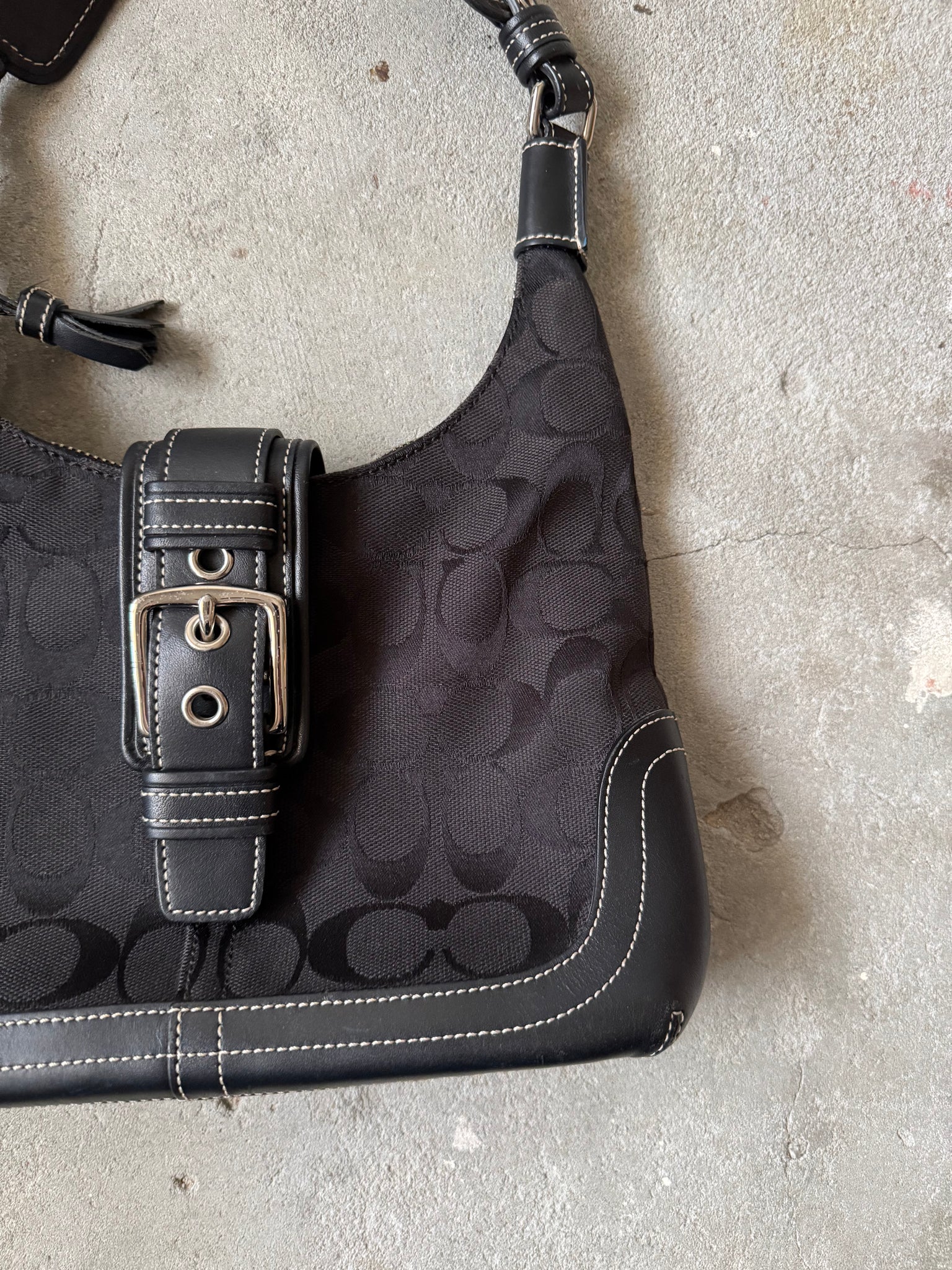 Coach Signature Mini Hamilton Hobo Shoulder Bag Black