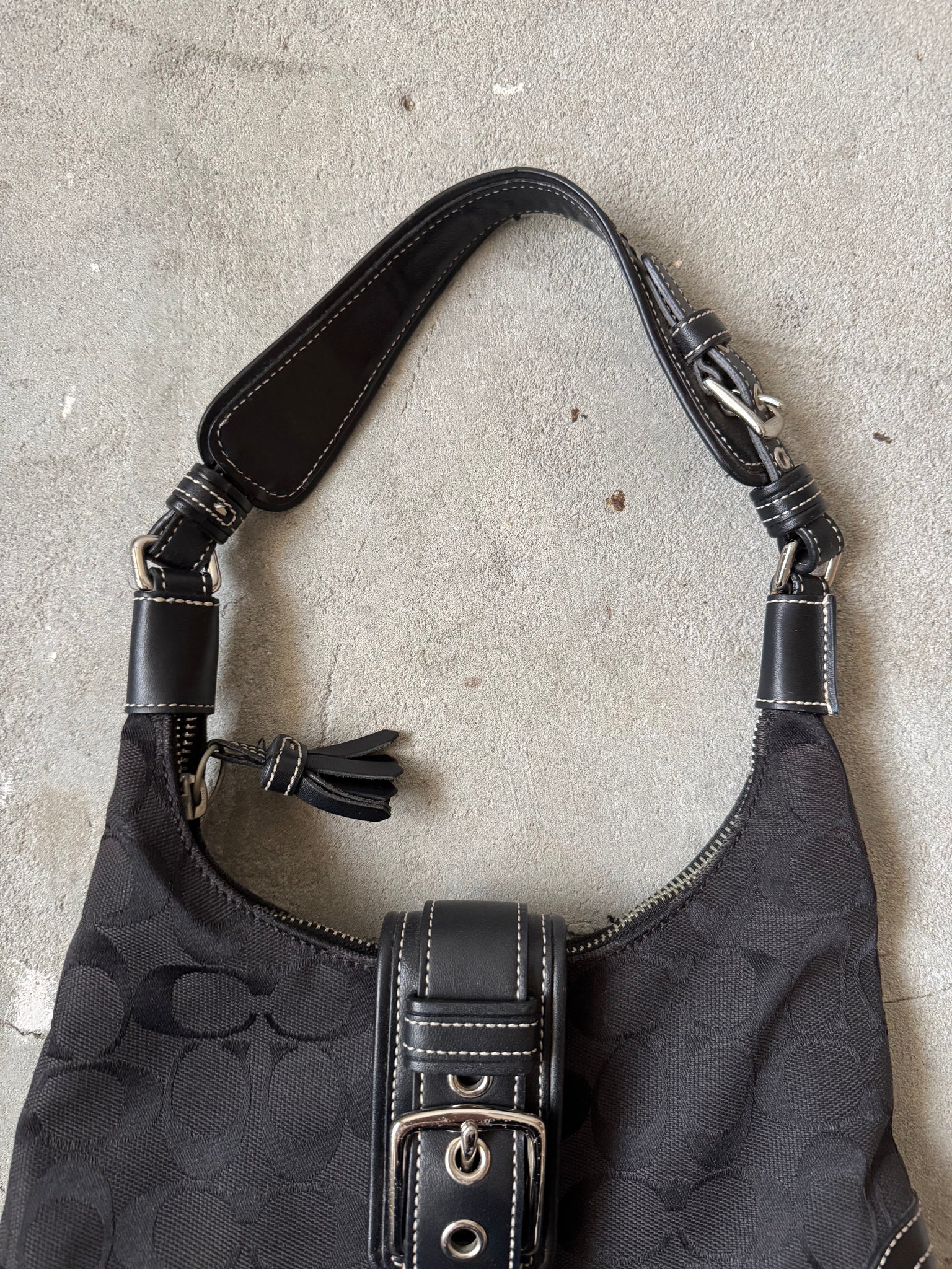 Coach Signature Mini Hamilton Hobo Shoulder Bag Black