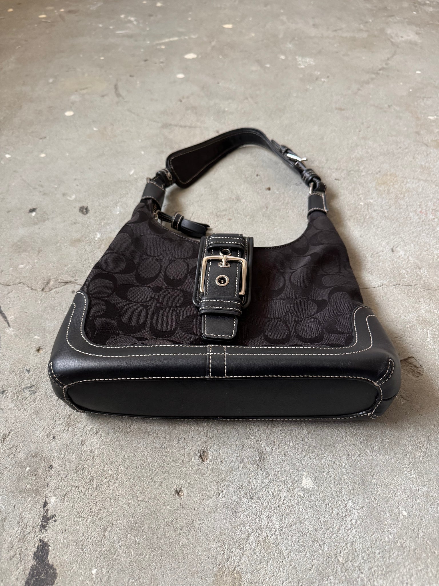 Coach Signature Mini Hamilton Hobo Shoulder Bag Black