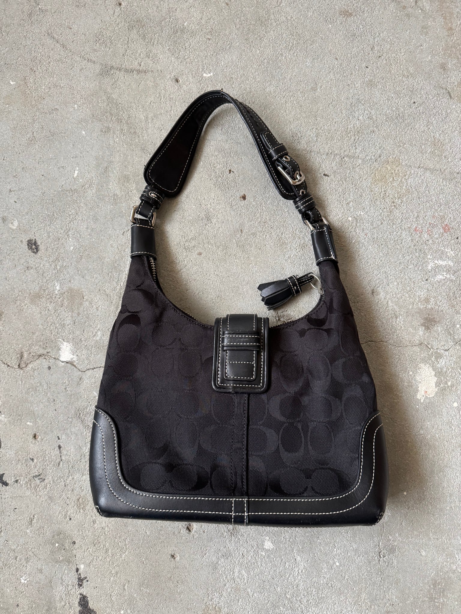 Coach Signature Mini Hamilton Hobo Shoulder Bag Black