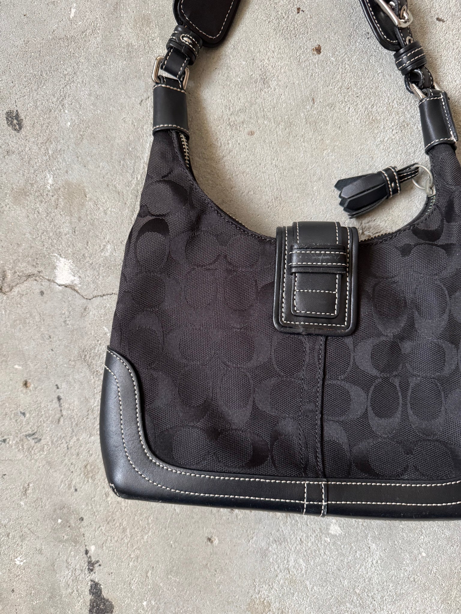 Coach Signature Mini Hamilton Hobo Shoulder Bag Black