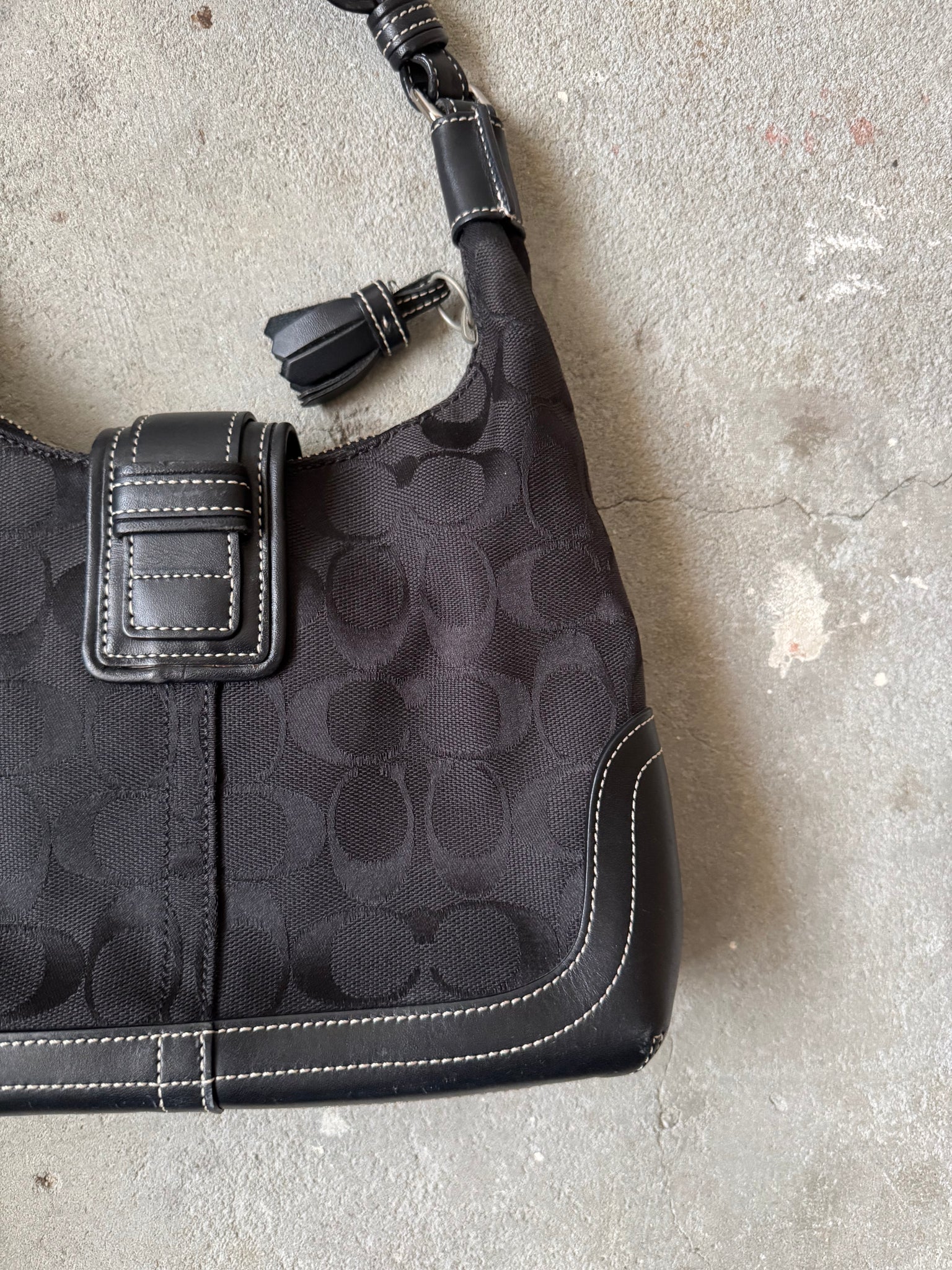 Coach Signature Mini Hamilton Hobo Shoulder Bag Black
