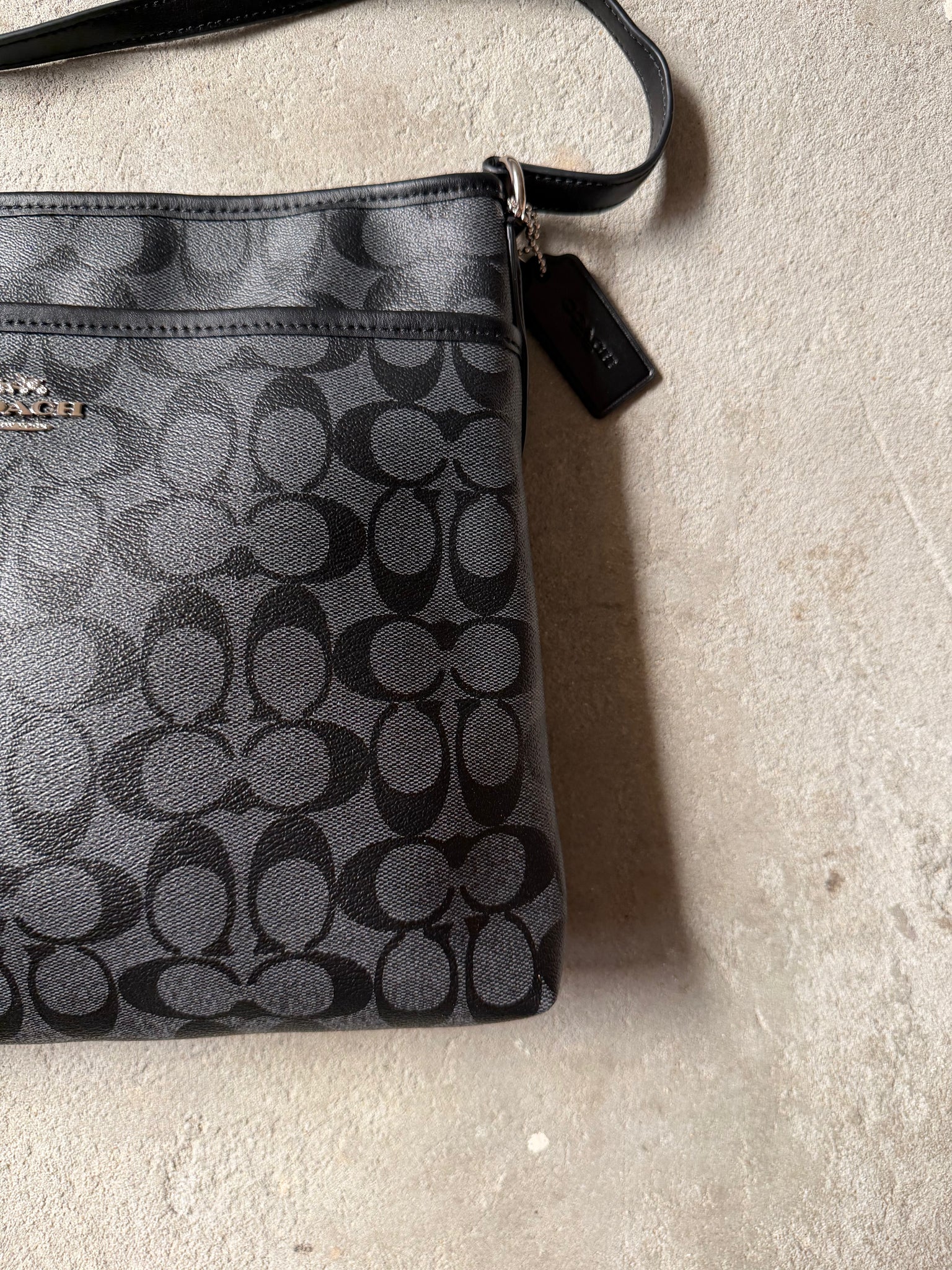 Coach Signature PVC Messenger Bag Black/Grey – Curated by Charbel