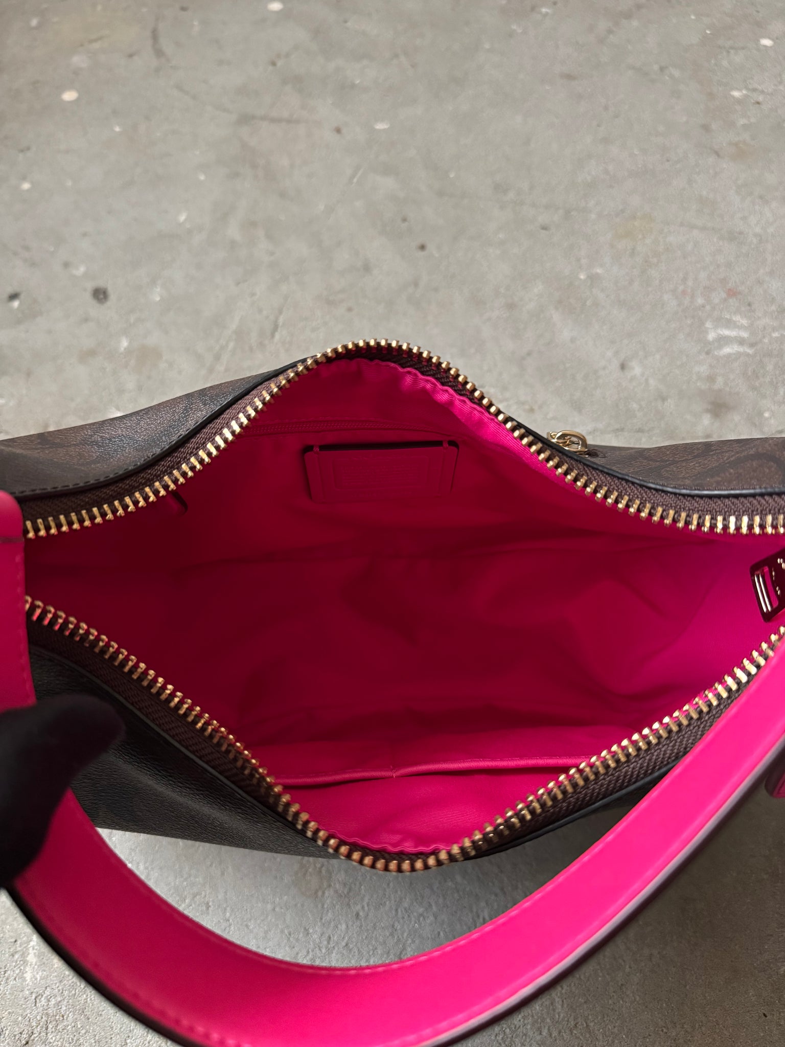Coach 2Way Signature Hobo Canvas Shoulder Bag Brown/Pink