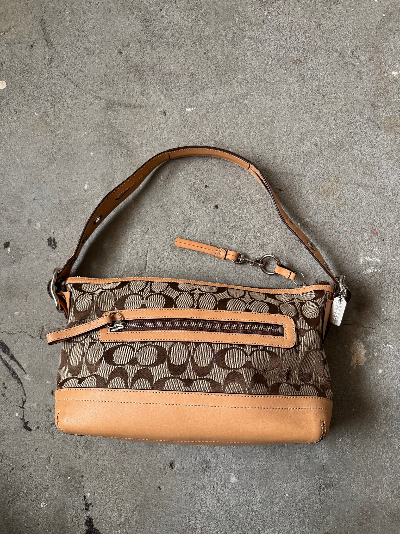 Coach Signature East West Shoulder Bag Beige