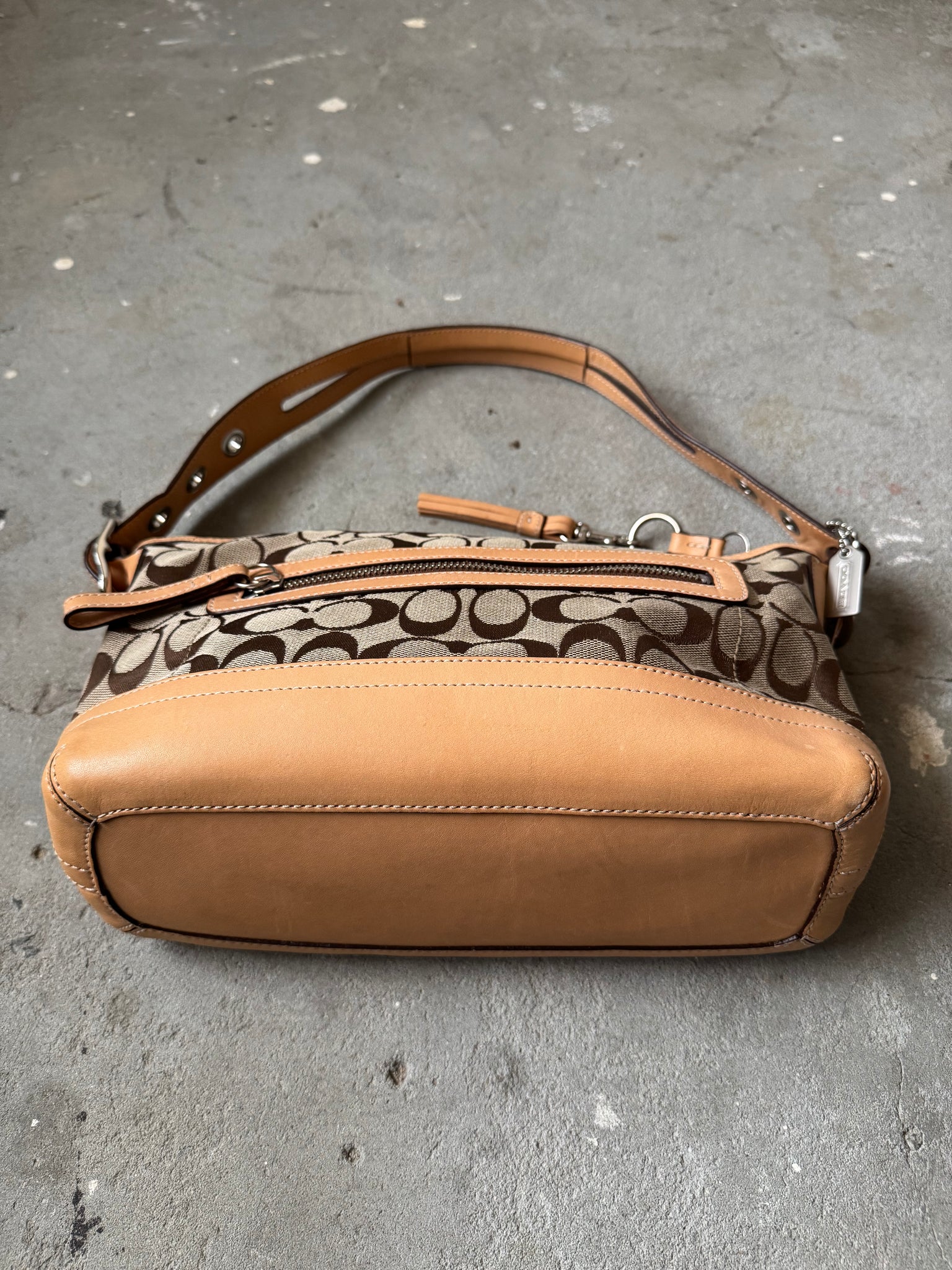 Coach Signature East West Shoulder Bag Beige