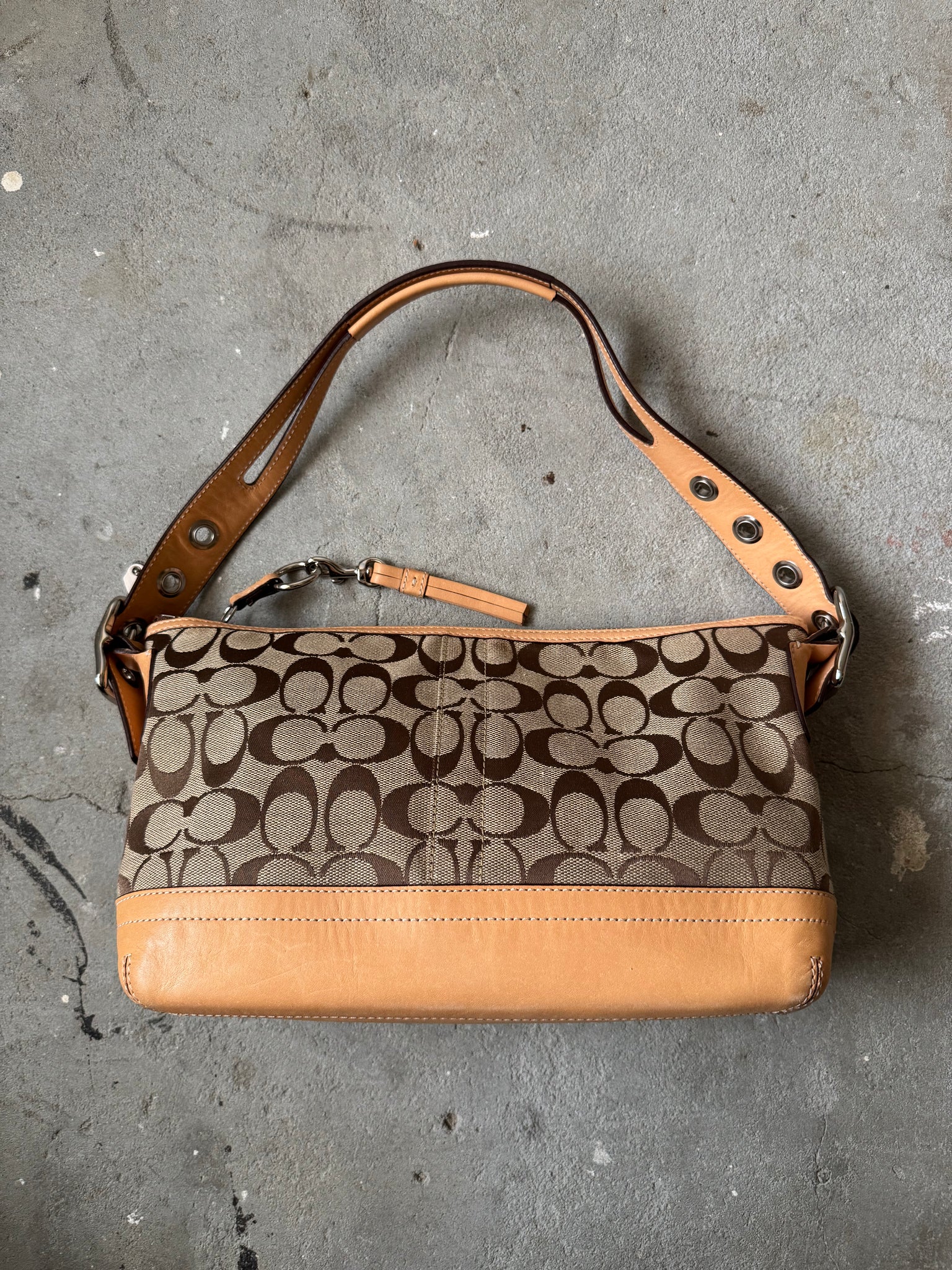 Coach Signature East West Shoulder Bag Beige