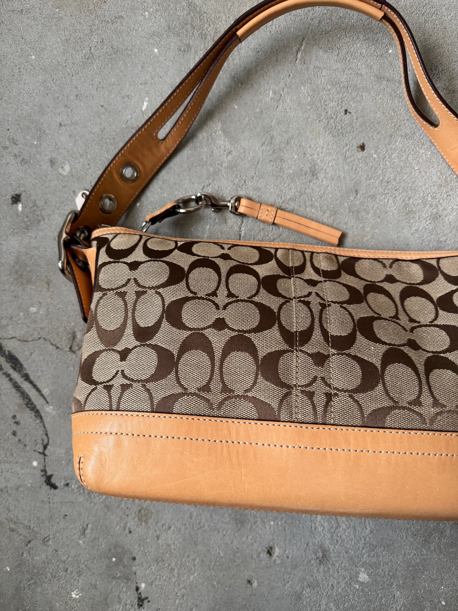 Coach Signature East West Shoulder Bag Beige