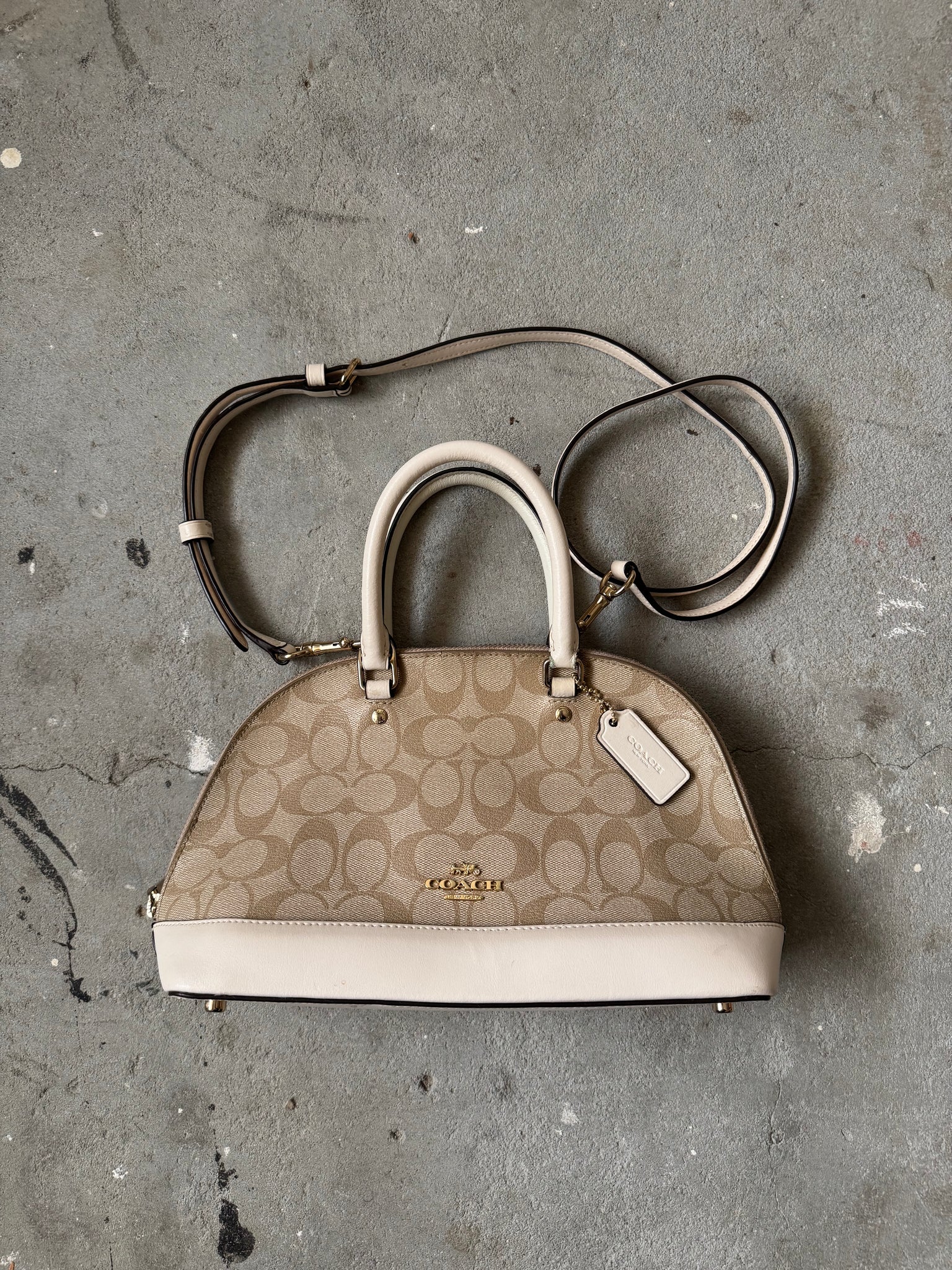 Coach 2Way Signature Sierra Hand Bag Beige/Cream