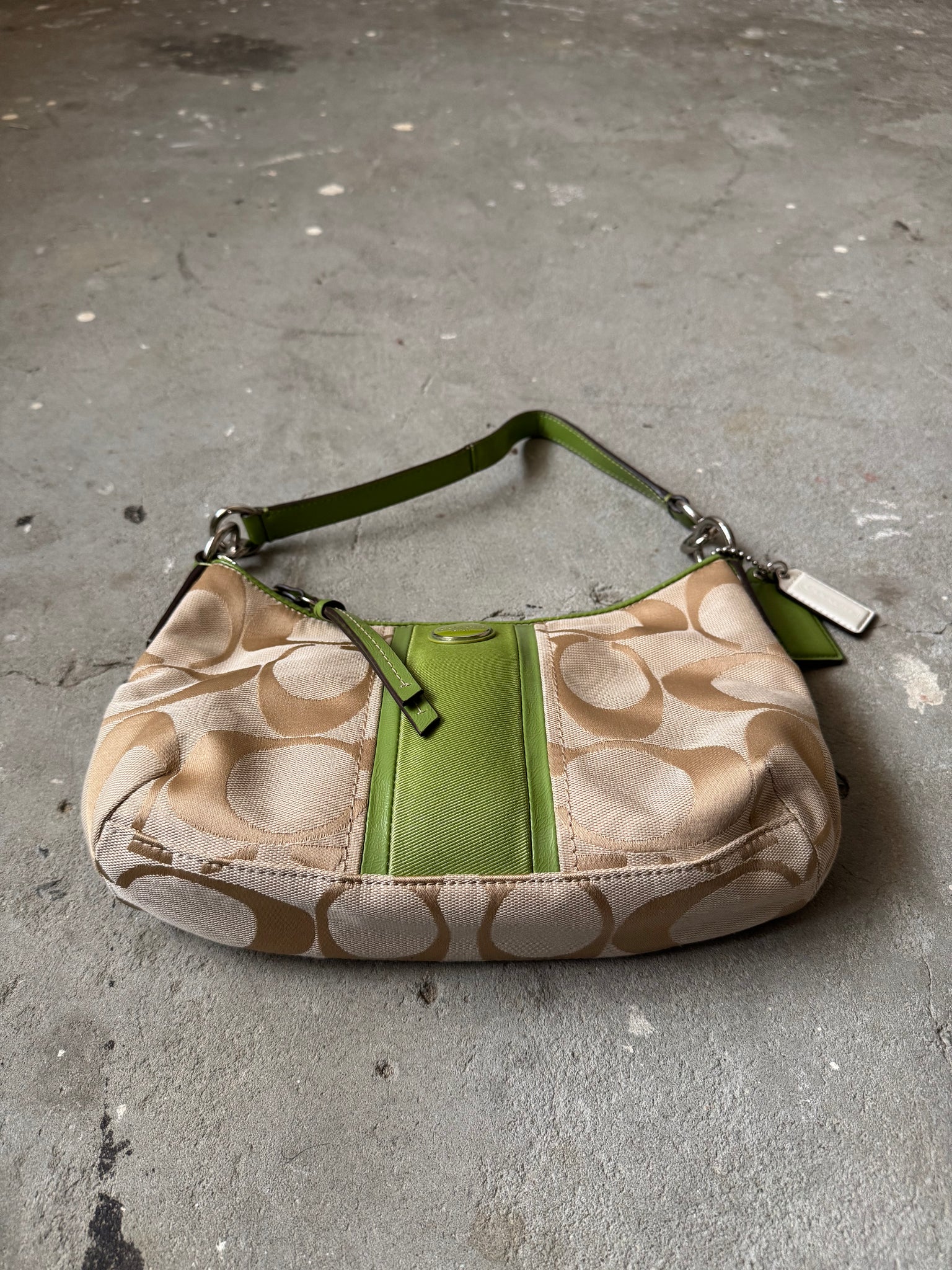 Coach 2Way Signature Stripe ShoulderBag Beige/Green