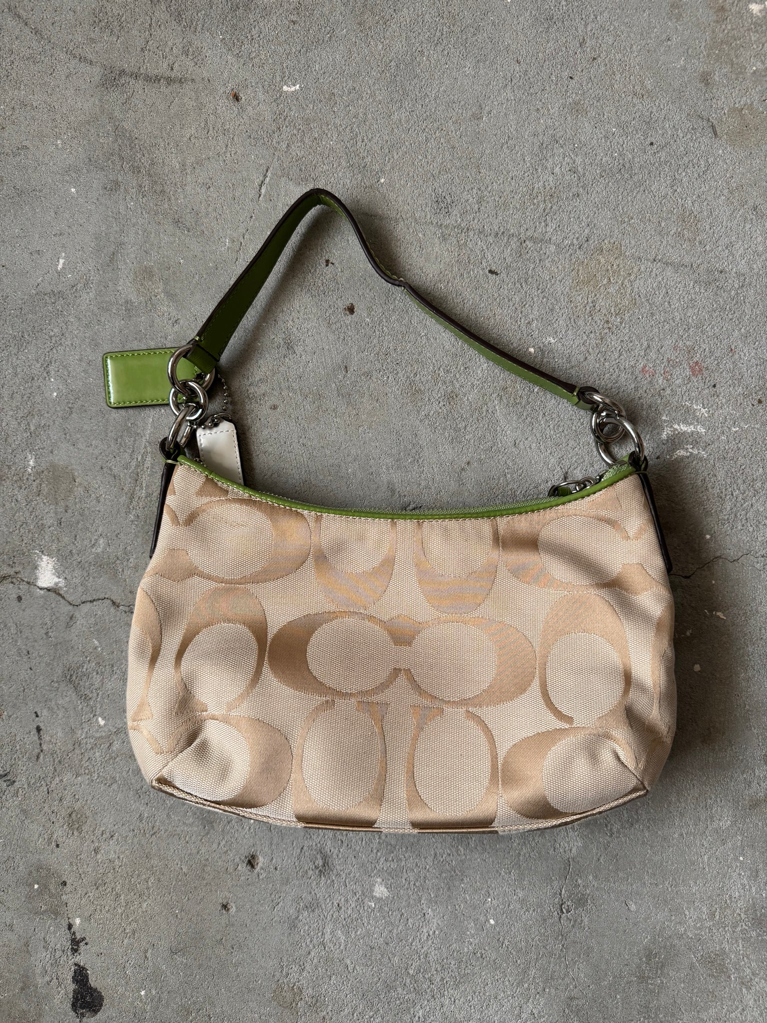 Coach 2Way Signature Stripe ShoulderBag Beige/Green
