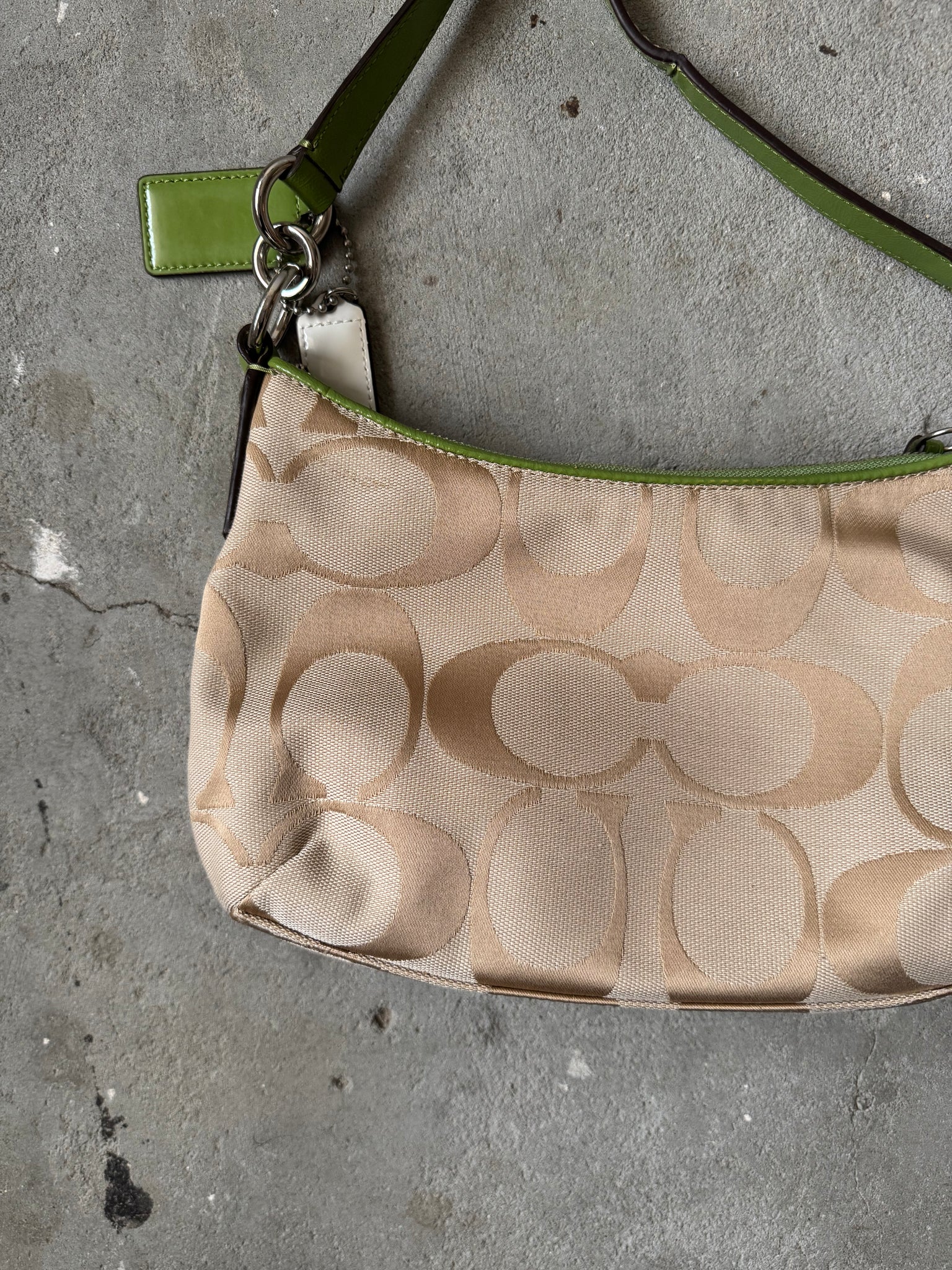 Coach 2Way Signature Stripe ShoulderBag Beige/Green