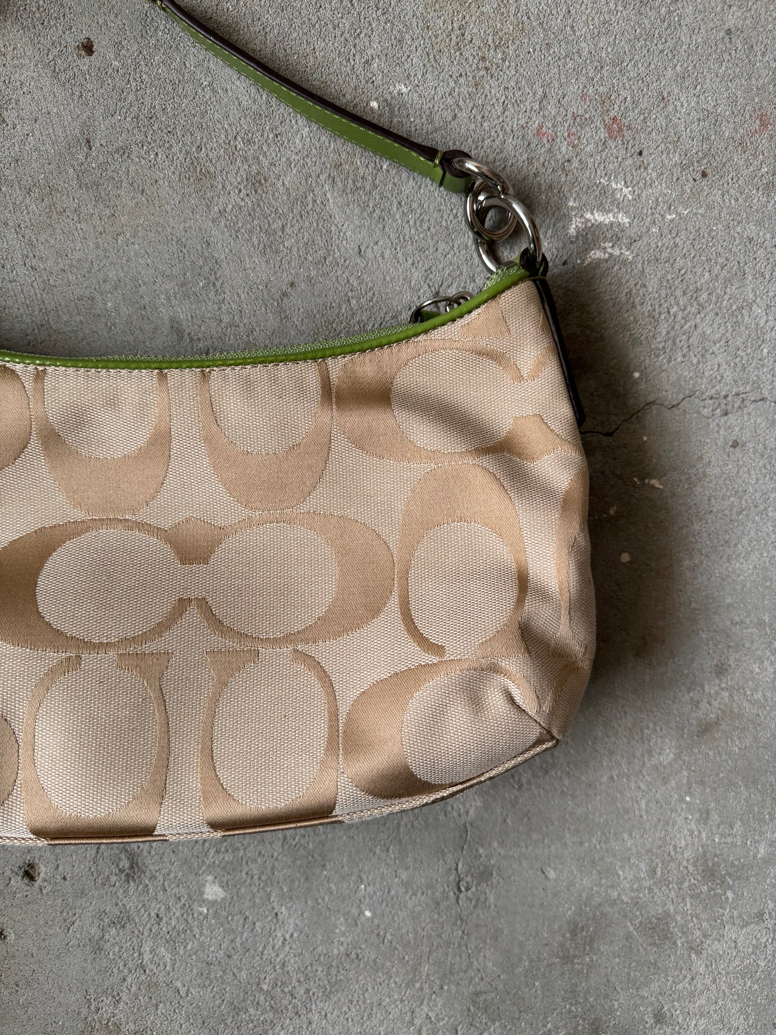 Coach 2Way Signature Stripe ShoulderBag Beige/Green