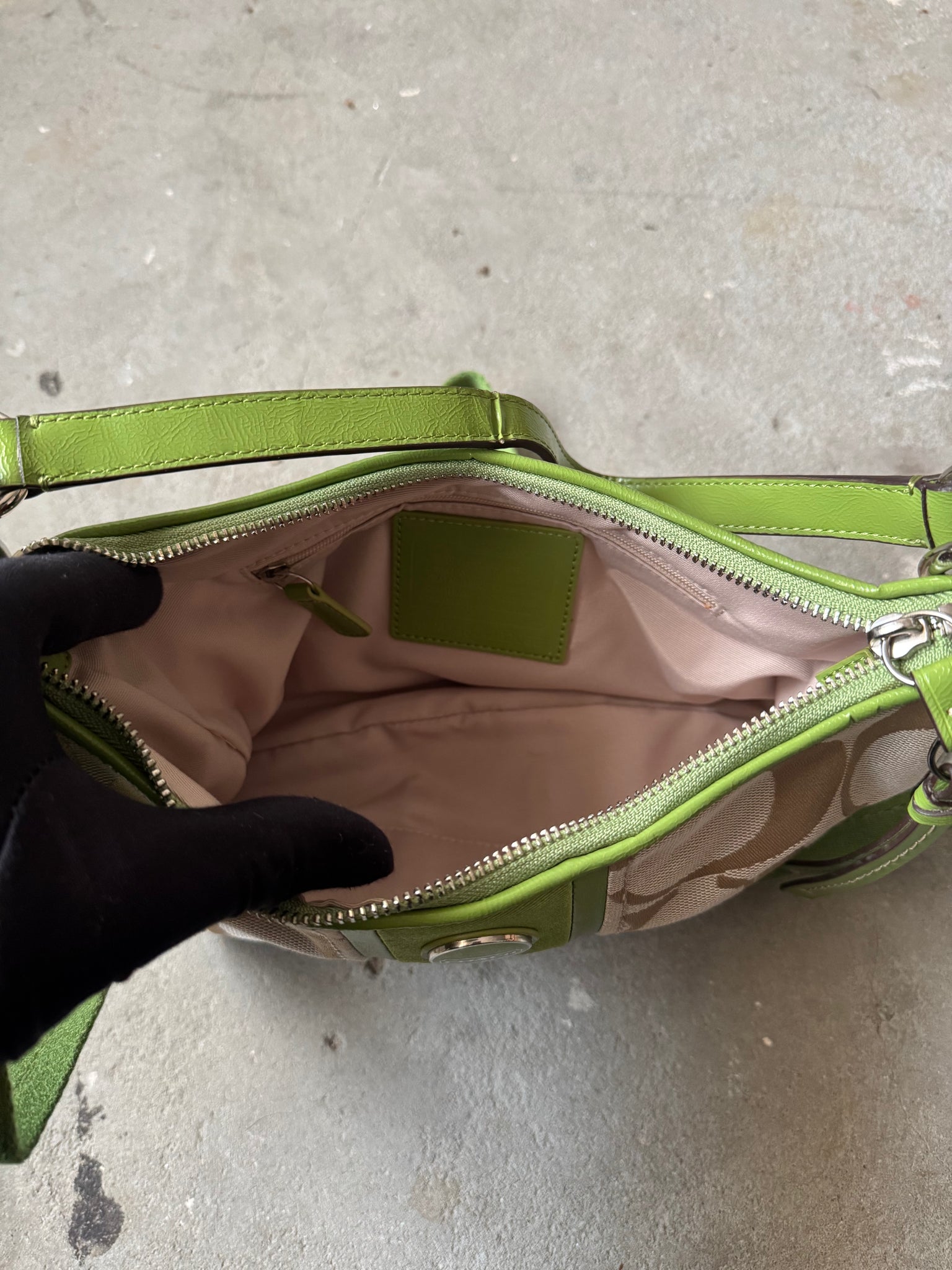 Coach 2Way Signature Stripe ShoulderBag Beige/Green