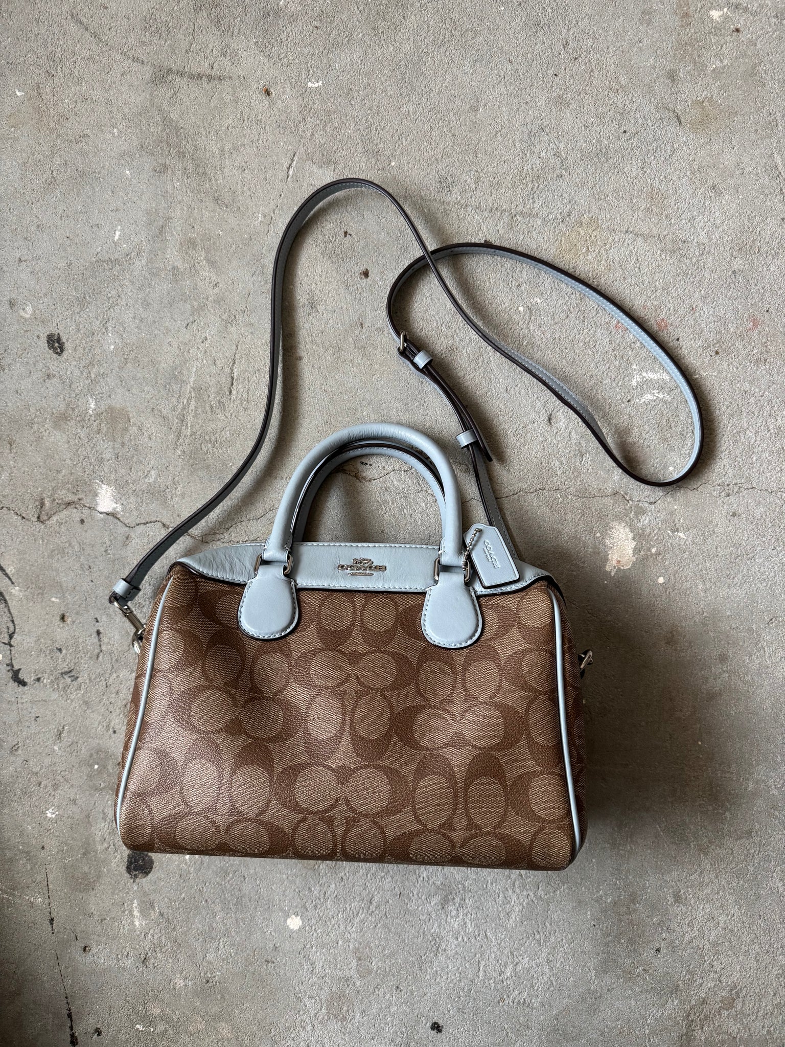 Coach 2Way Signature Speedy Beige/Blue