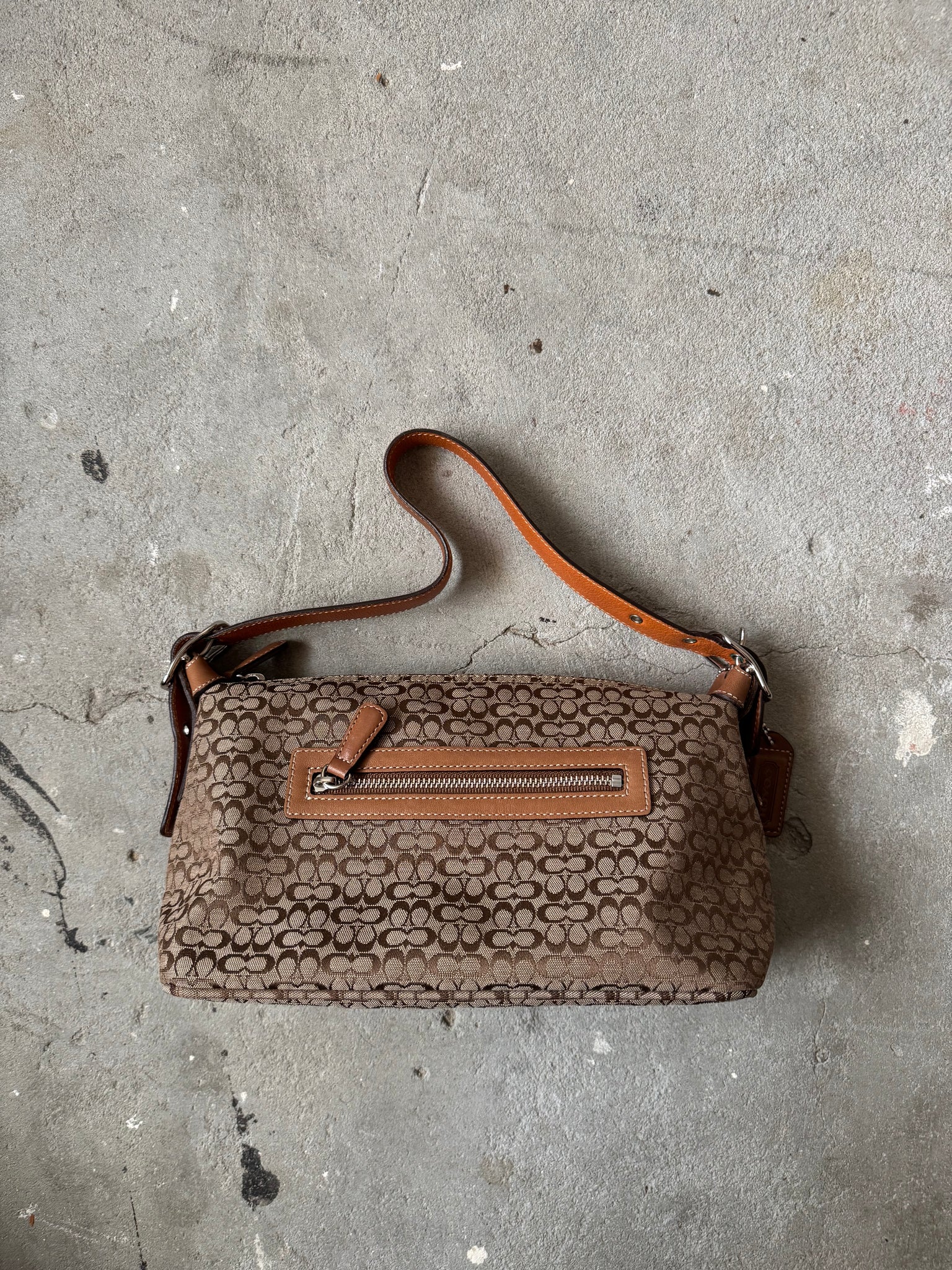 Coach Signature Sufflette Shoulder Bag Beige