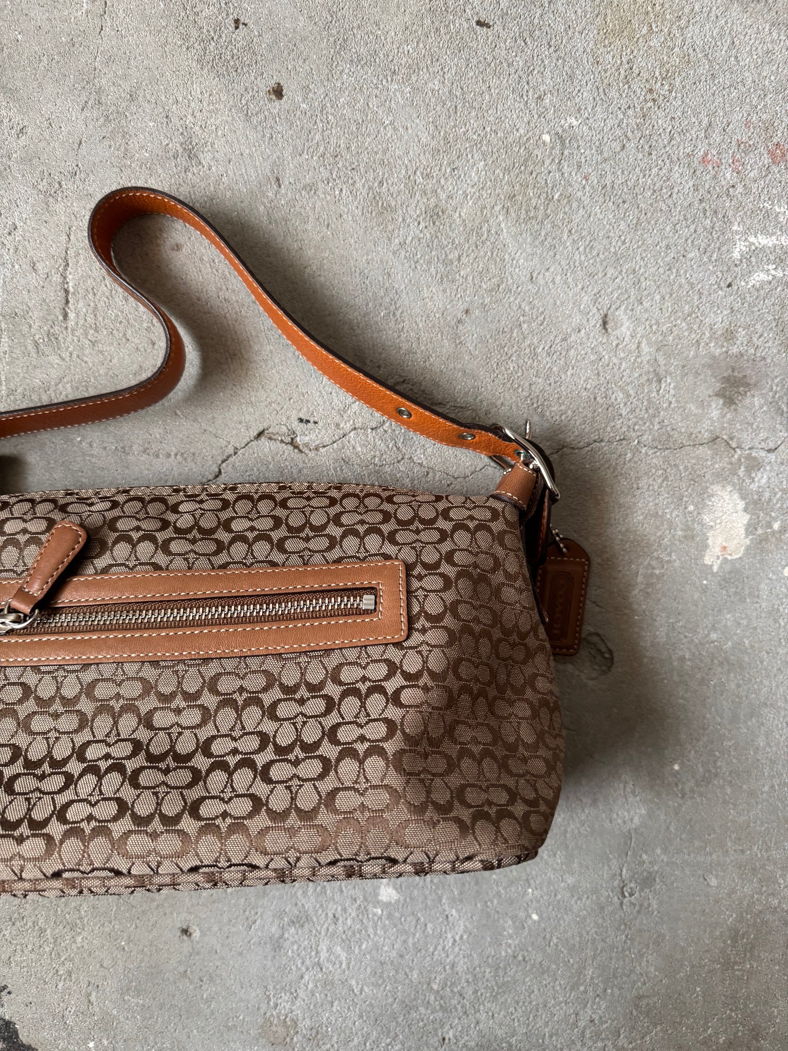 Coach Signature Sufflette Shoulder Bag Beige