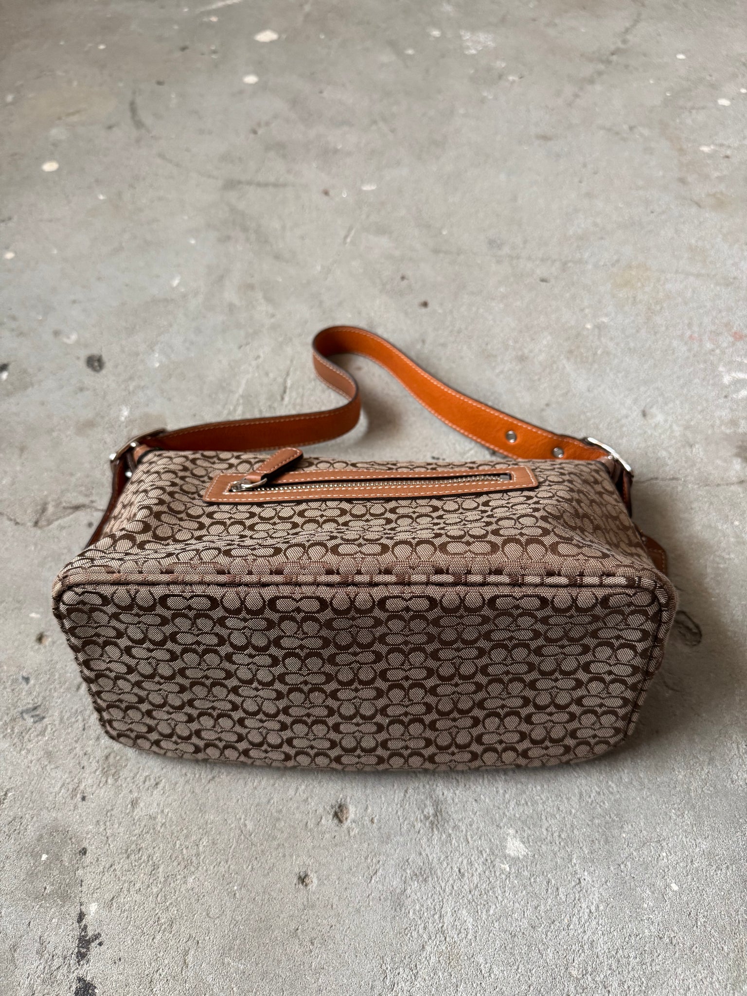 Coach Signature Sufflette Shoulder Bag Beige