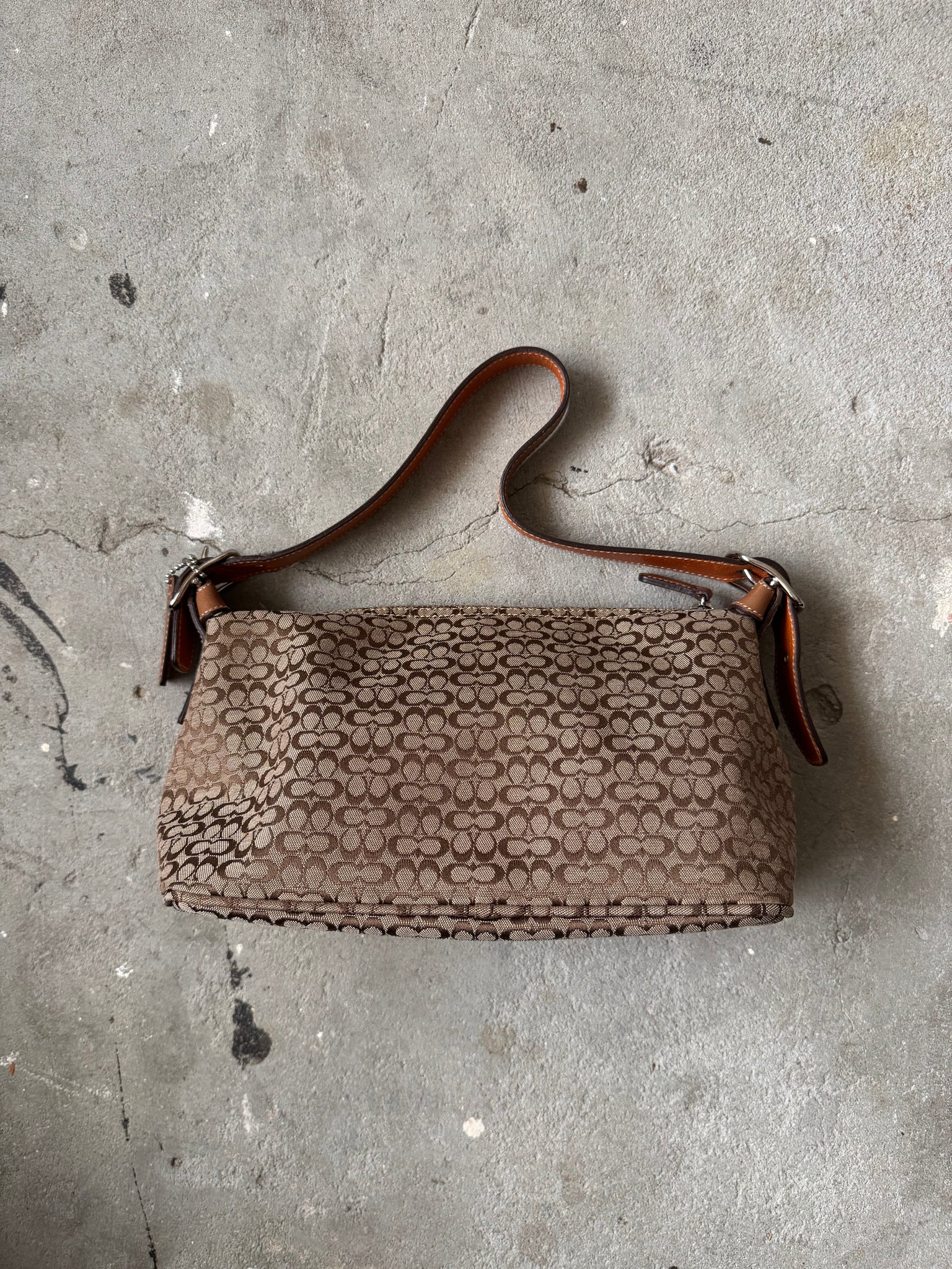 Coach Signature Sufflette Shoulder Bag Beige