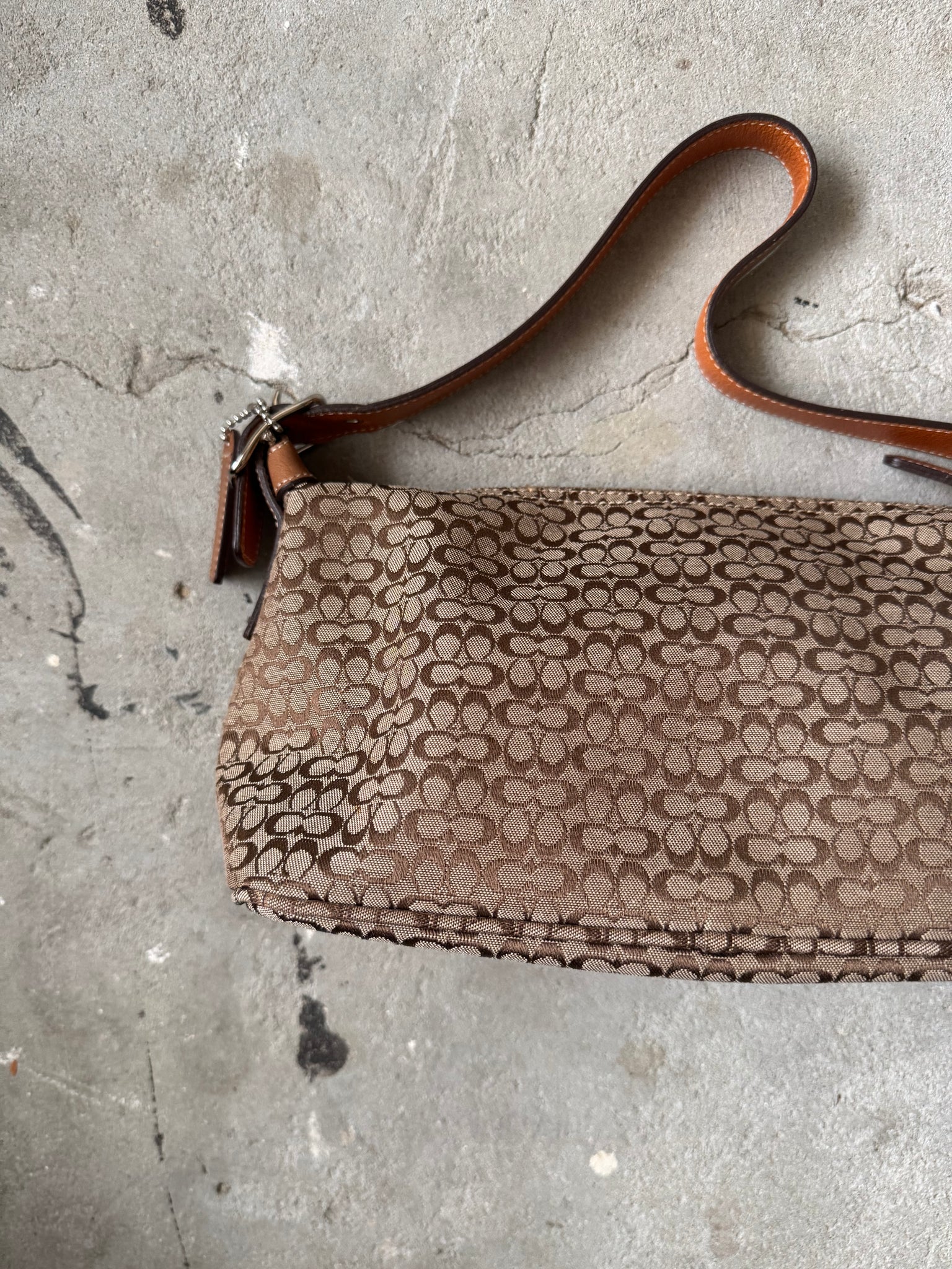 Coach Signature Sufflette Shoulder Bag Beige