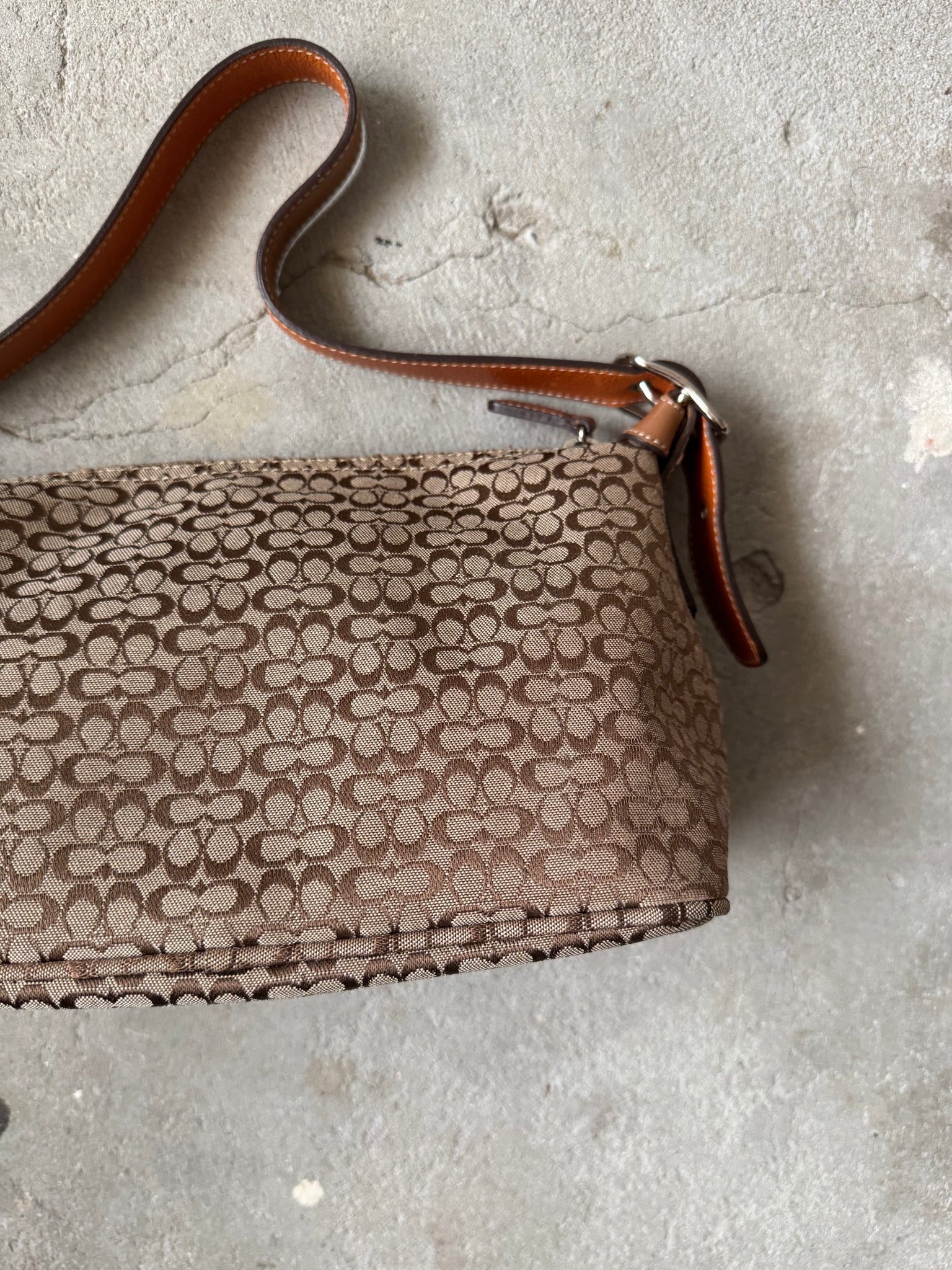 Coach Signature Sufflette Shoulder Bag Beige
