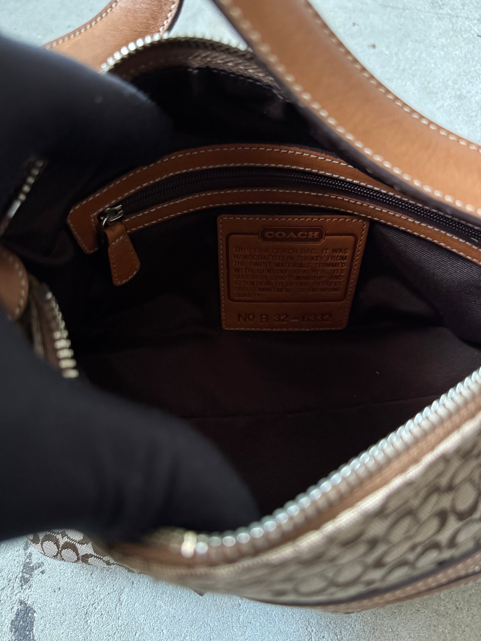 Coach Signature Sufflette Shoulder Bag Beige