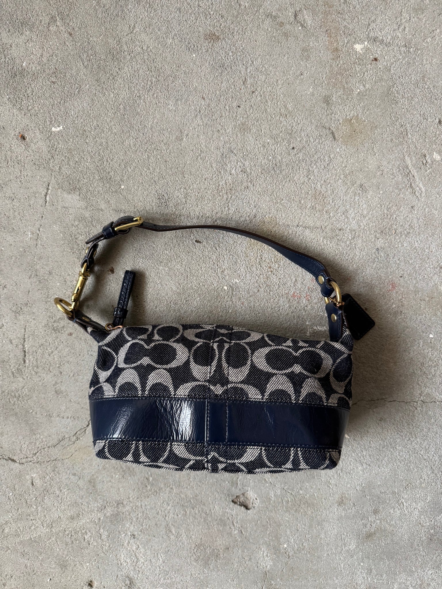 Coach Signature Mini Hobo Denim Shoulder Bag Blue