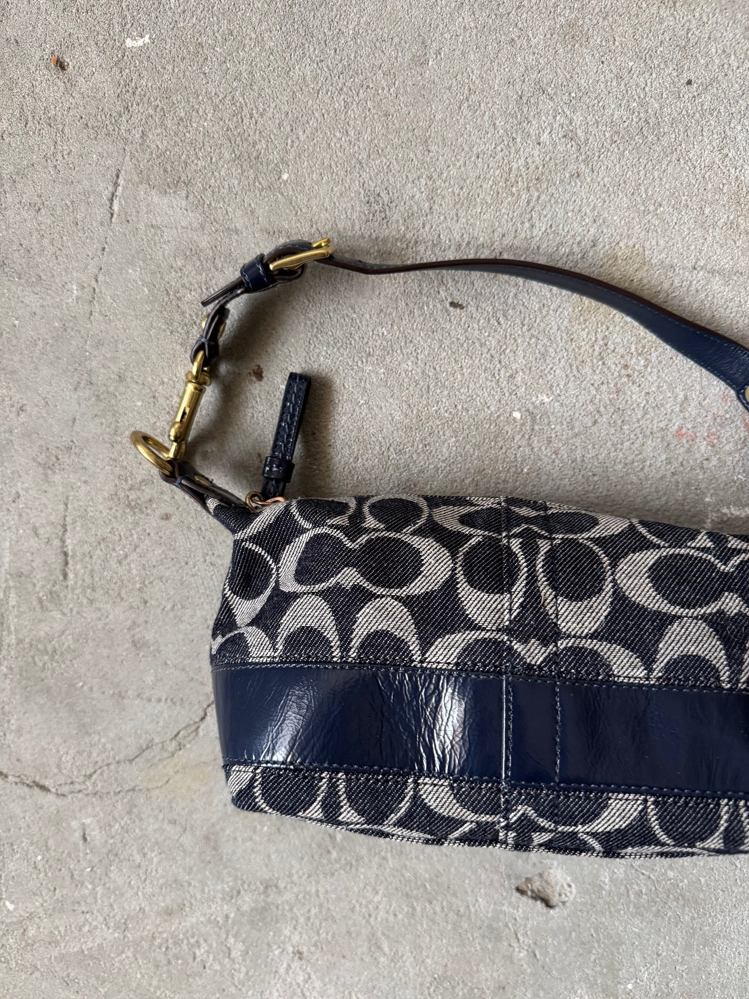 Coach Signature Mini Hobo Denim Shoulder Bag Blue