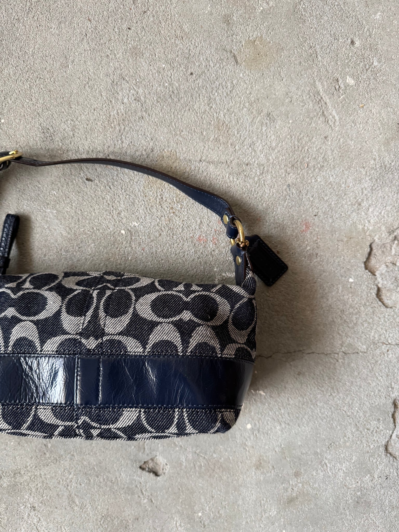 Coach Signature Mini Hobo Denim Shoulder Bag Blue