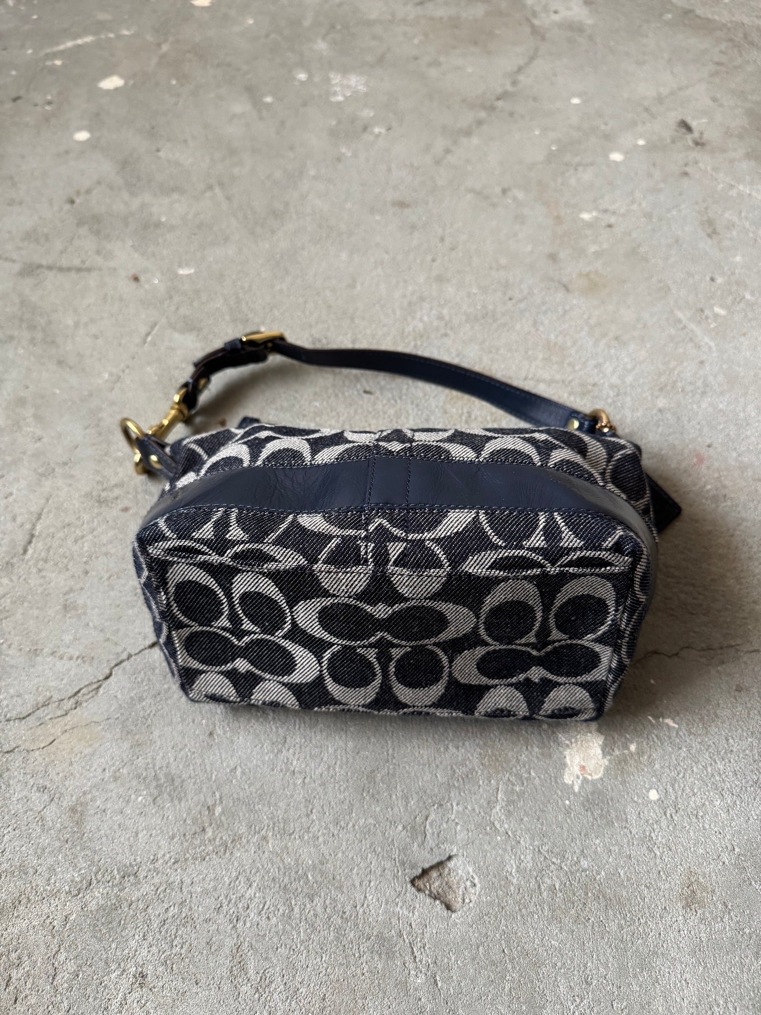 Coach Signature Mini Hobo Denim Shoulder Bag Blue