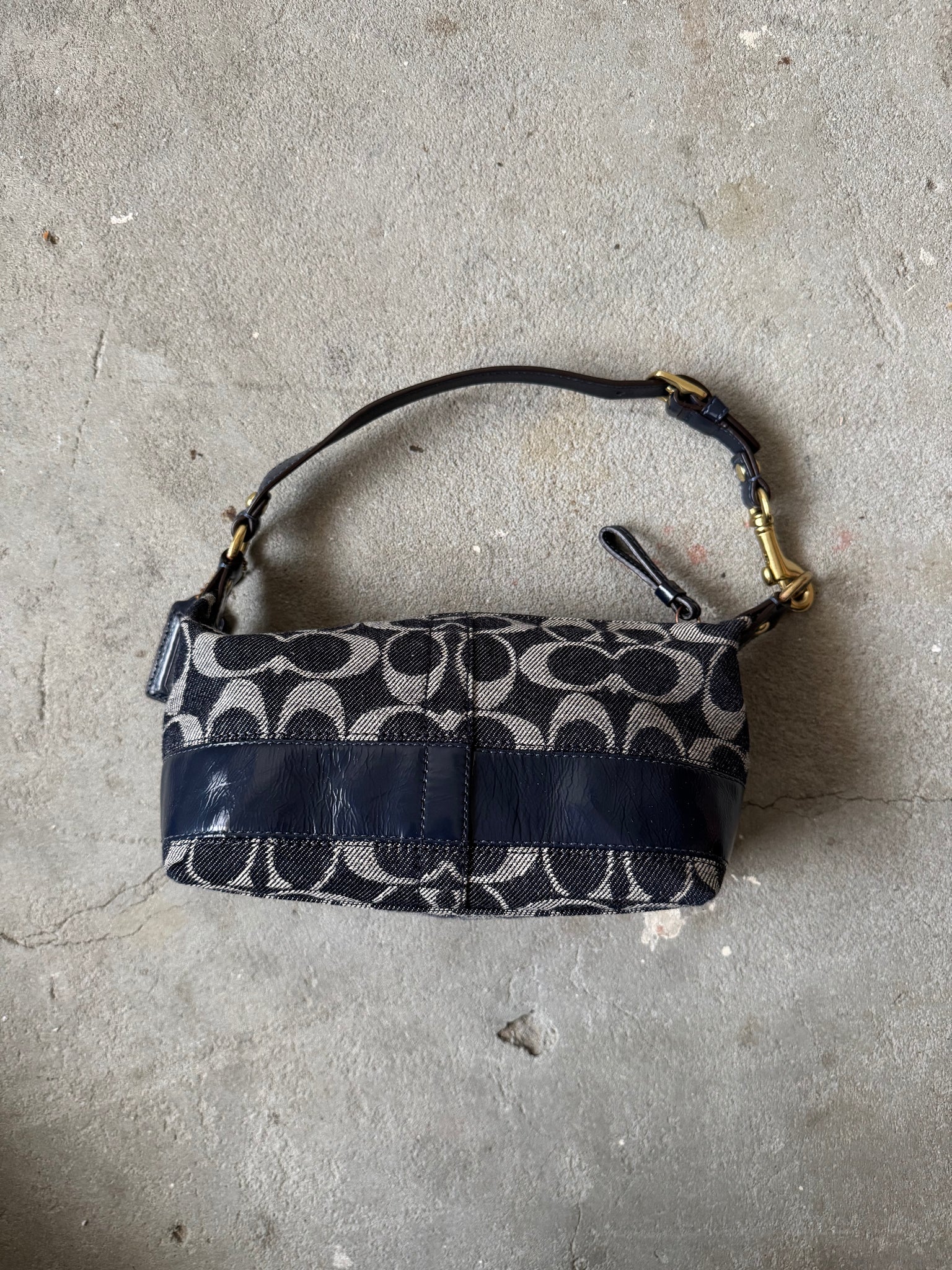 Coach Signature Mini Hobo Denim Shoulder Bag Blue