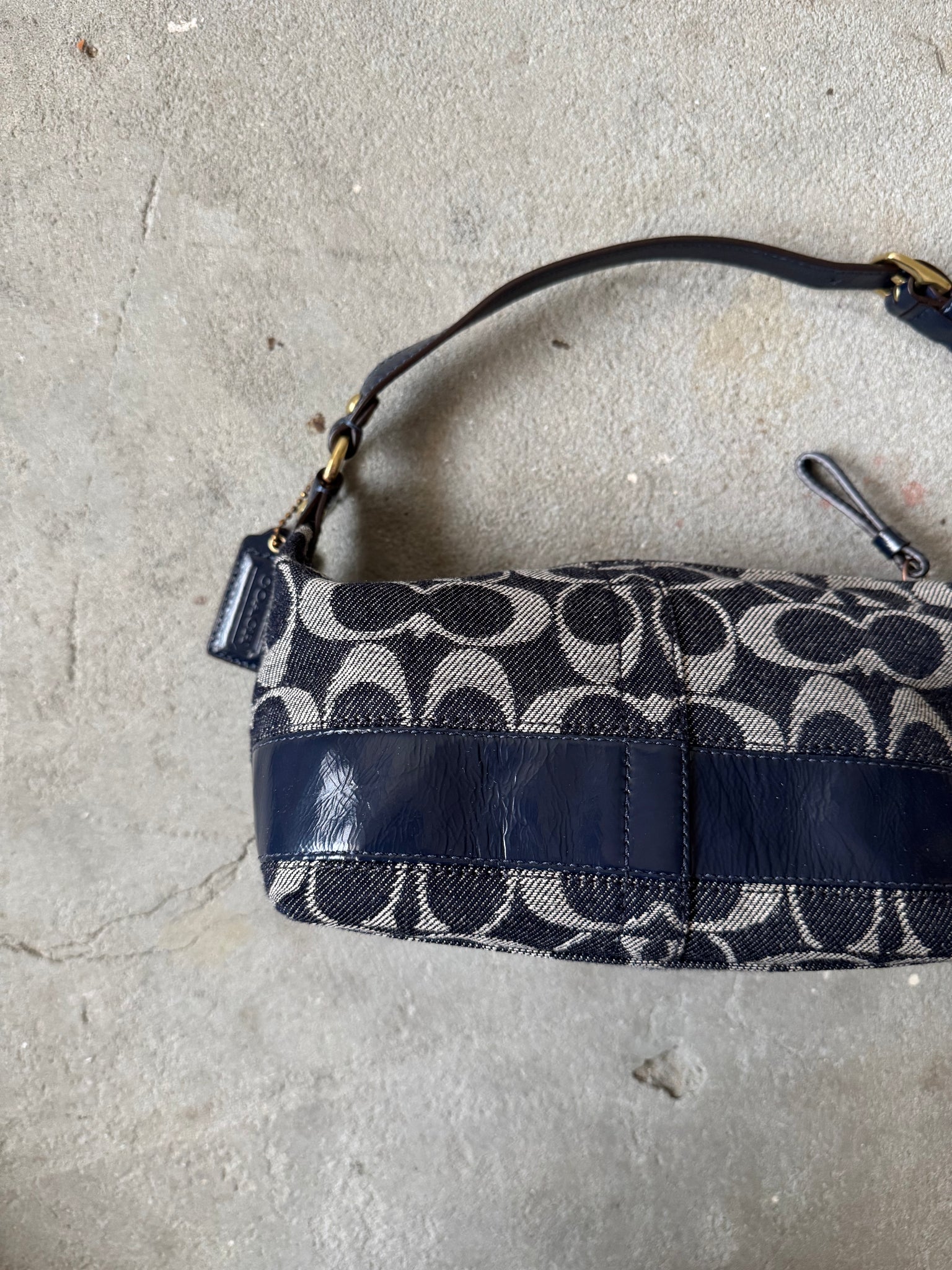 Coach Signature Mini Hobo Denim Shoulder Bag Blue