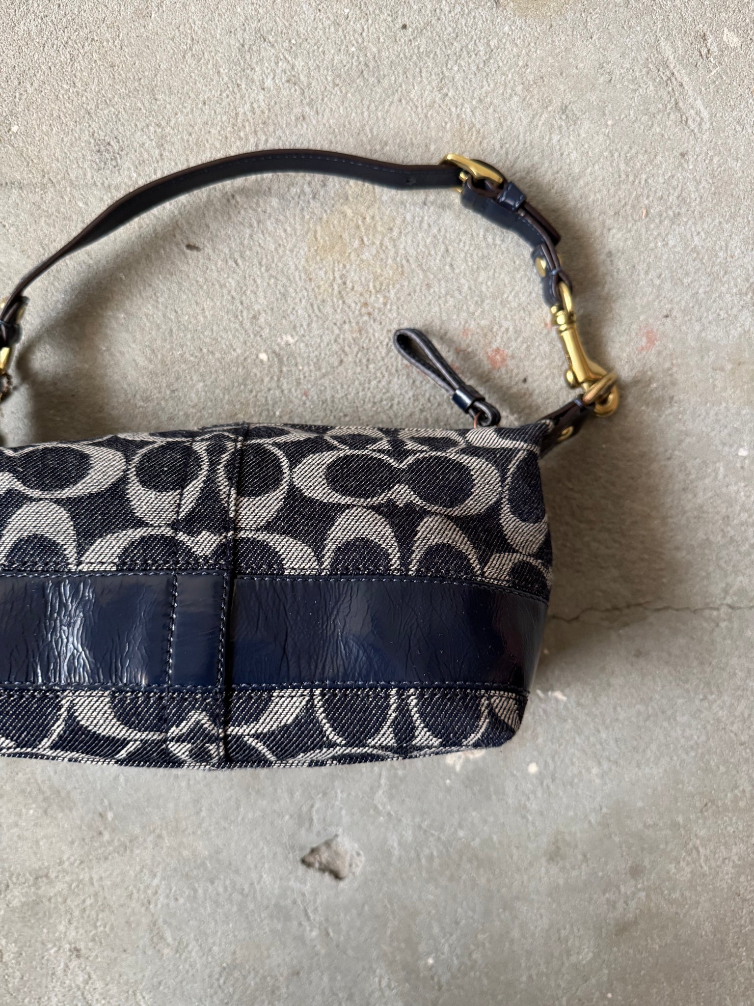 Coach Signature Mini Hobo Denim Shoulder Bag Blue