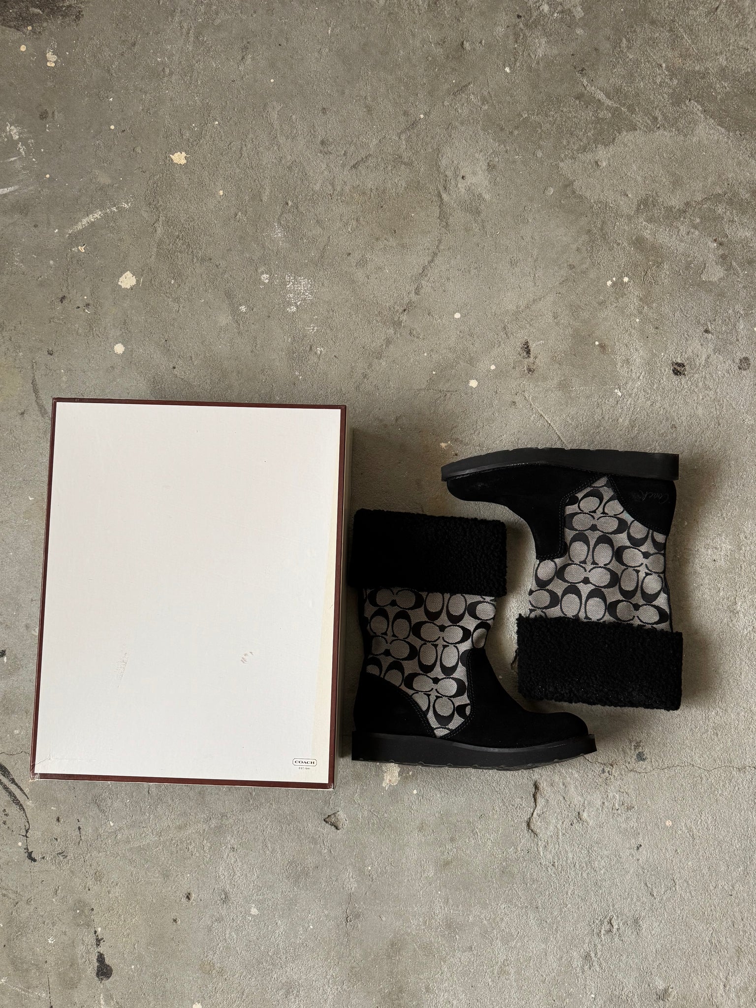 Coach Signature Mid-Calf Boots Grey/Black