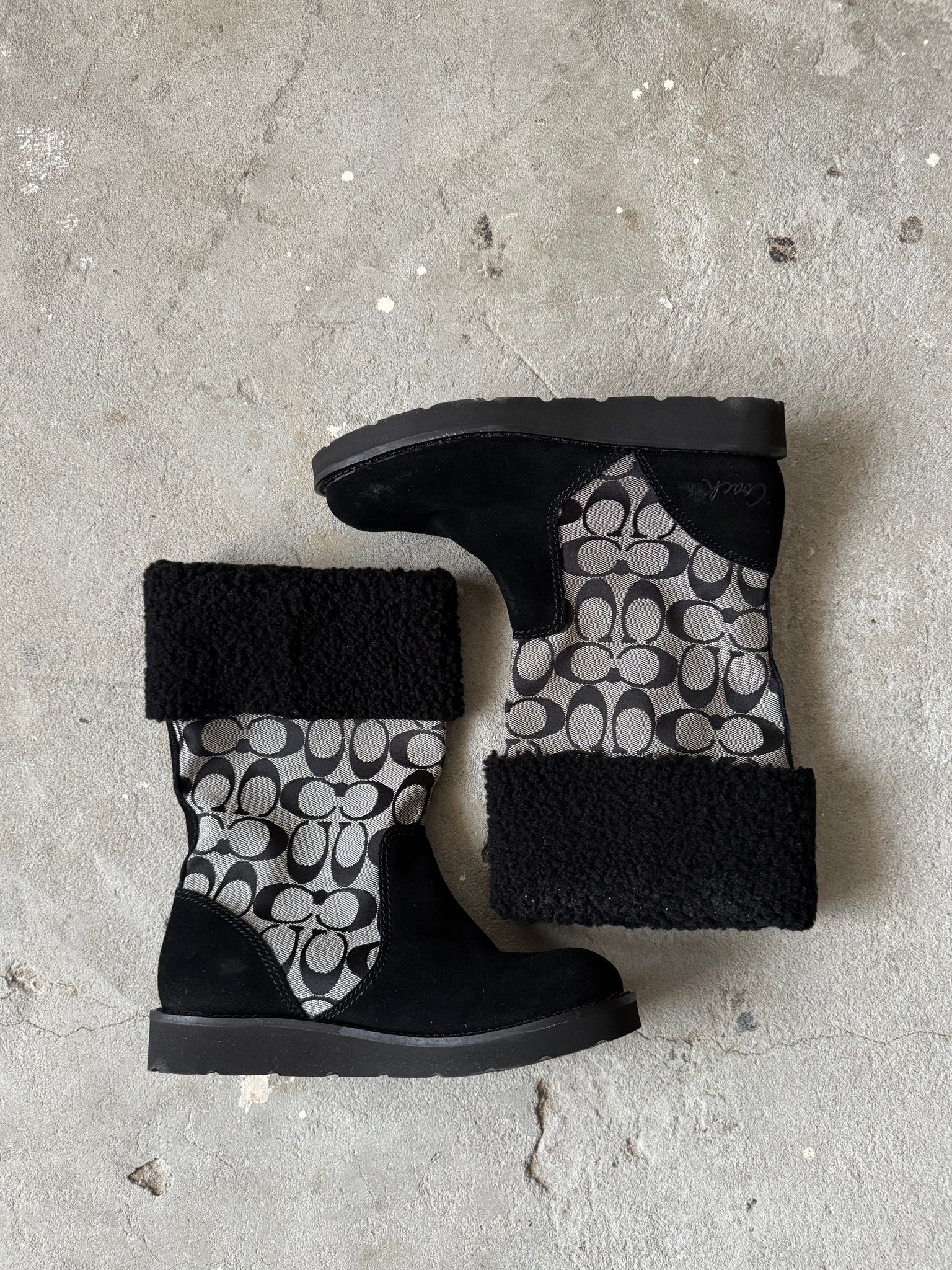 Coach Signature Mid-Calf Boots Grey/Black