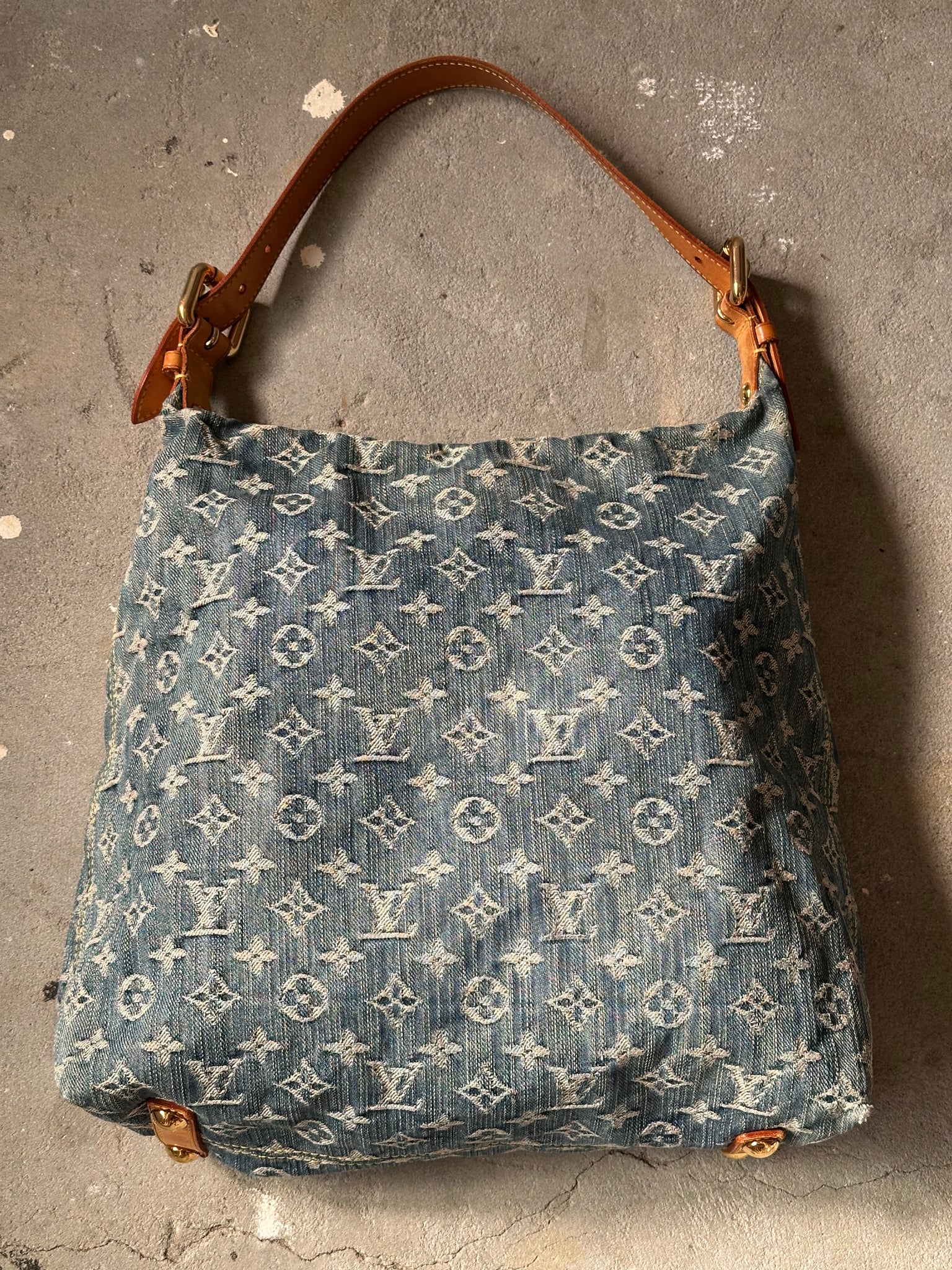 Louis Vuitton GM Denim Baggy Shoulder Bag Blue