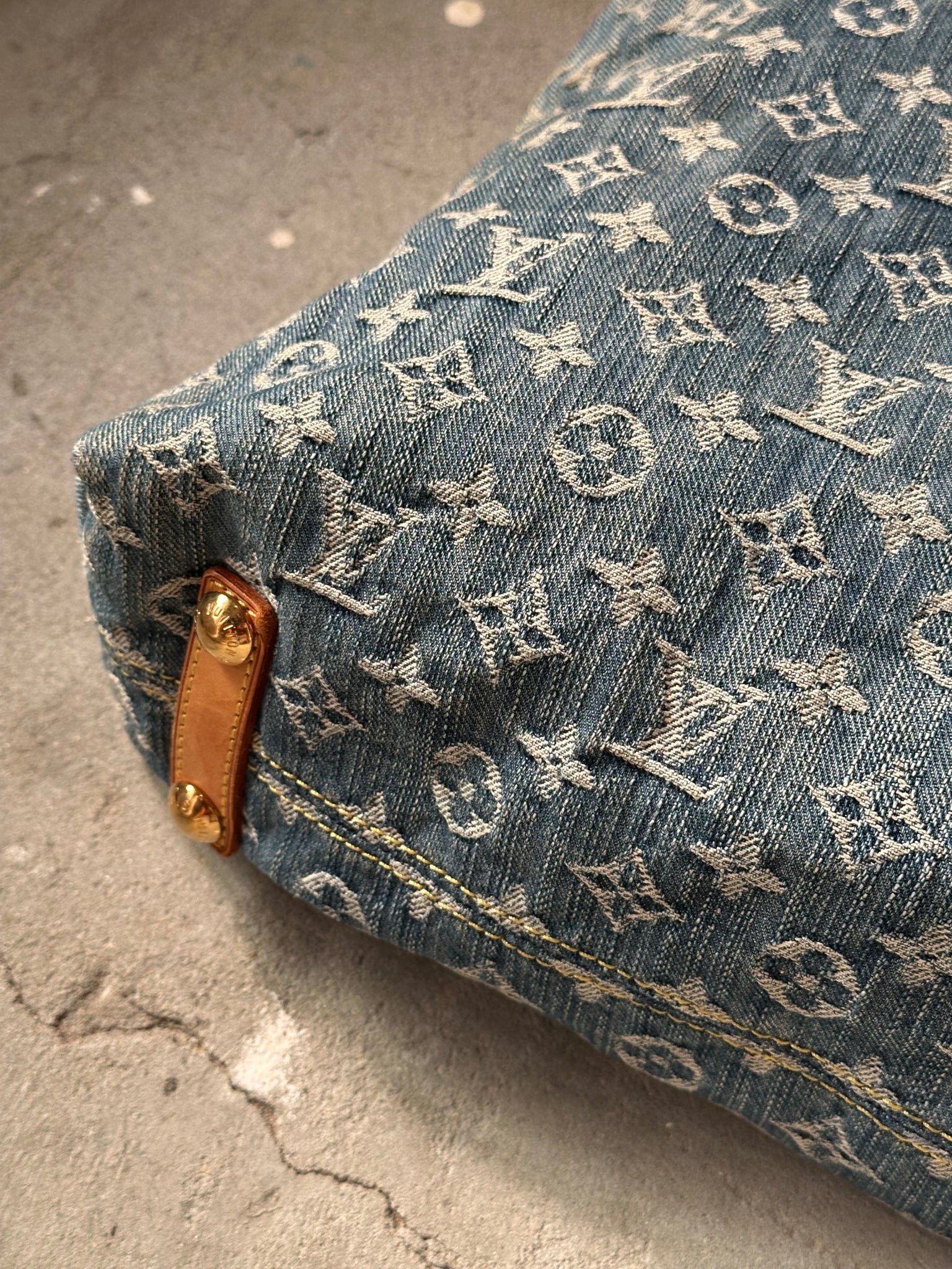 Louis Vuitton GM Denim Baggy Shoulder Bag Blue