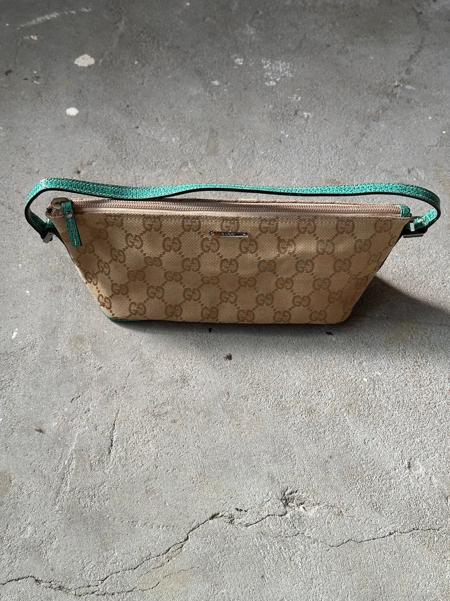Gucci GG Monogram Pochette Boat Shoulder Bag Beige/Green