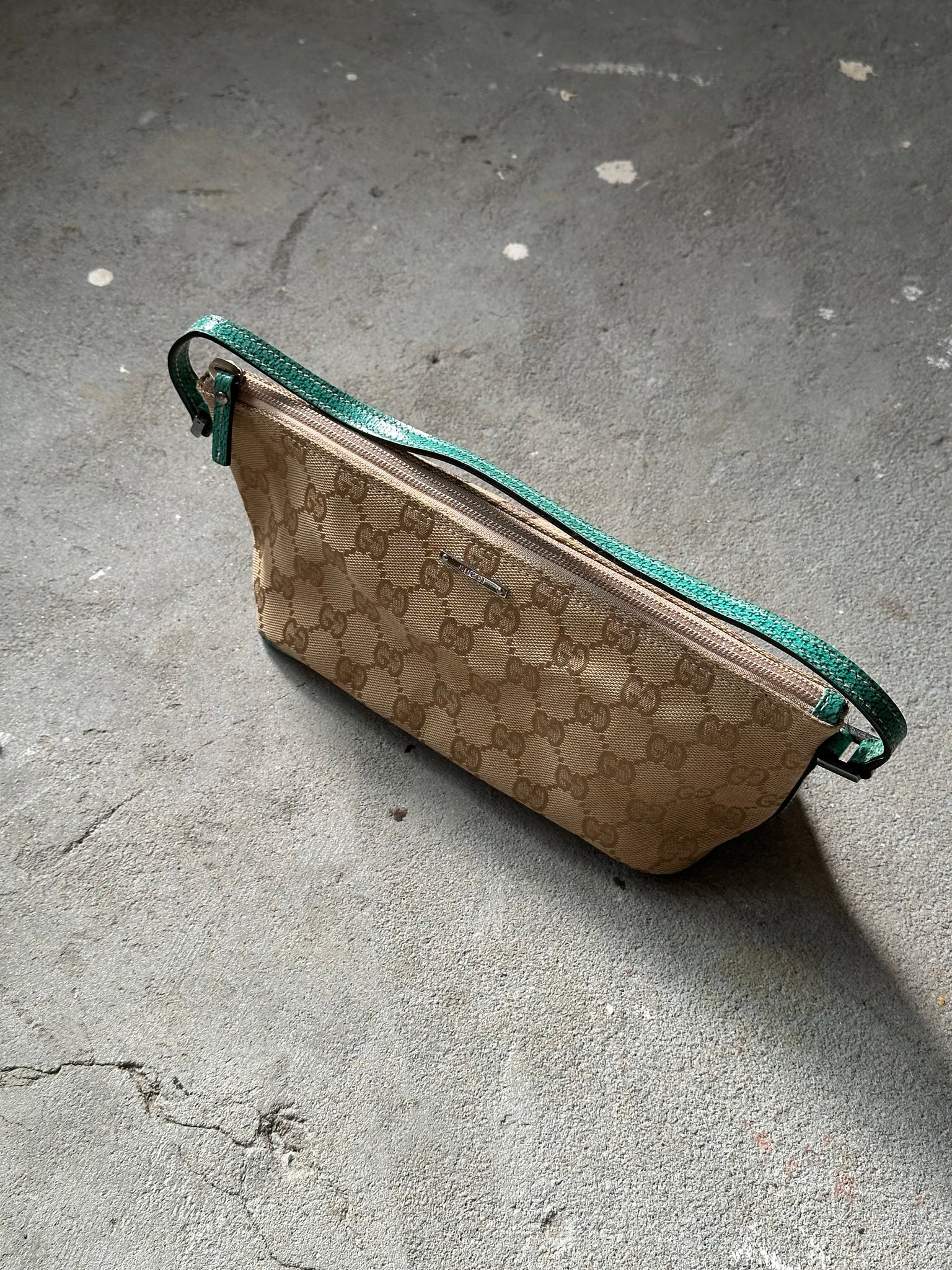 Gucci GG Monogram Pochette Boat Shoulder Bag Beige/Green