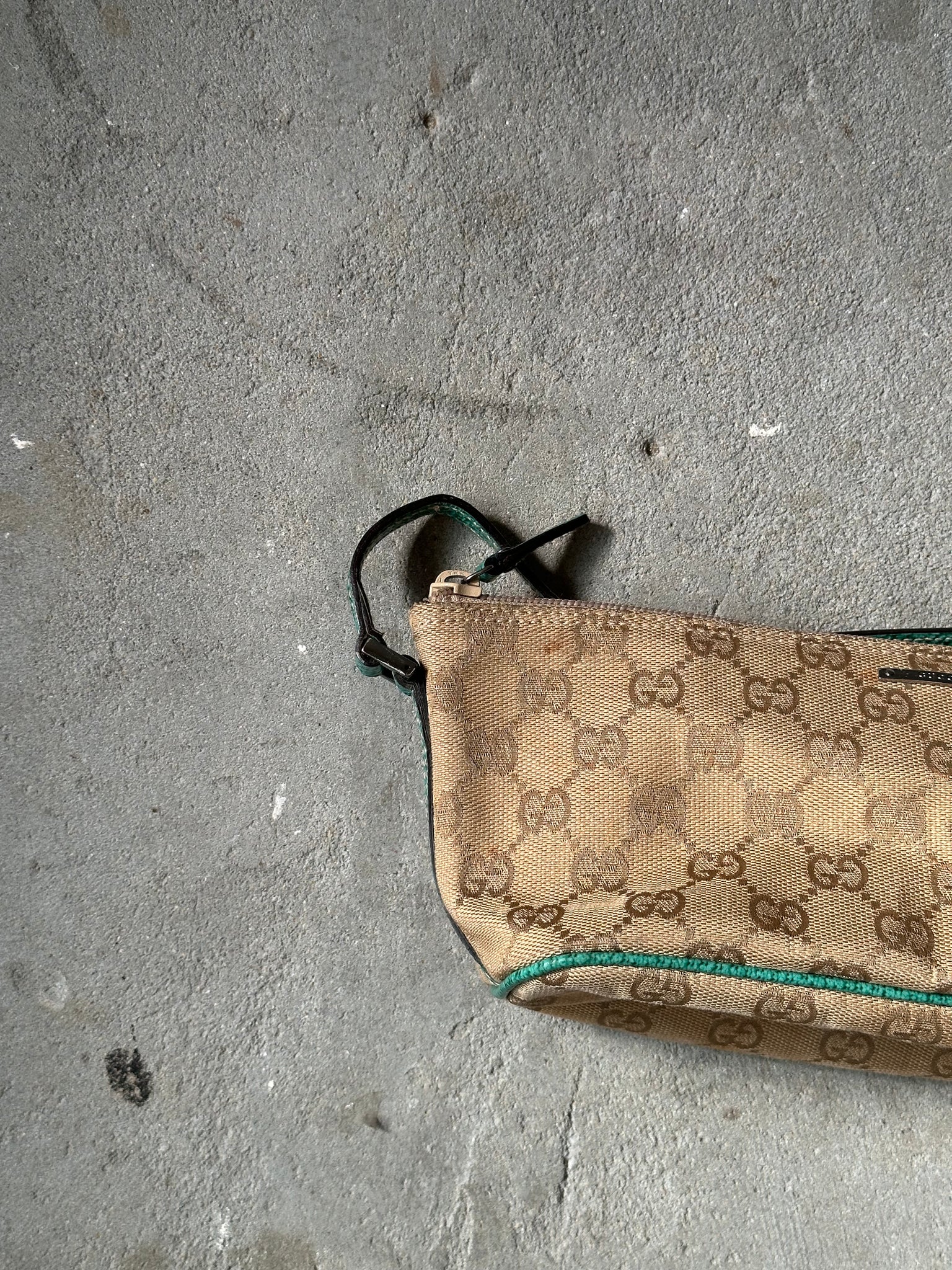 Gucci GG Monogram Pochette Boat Shoulder Bag Beige/Green