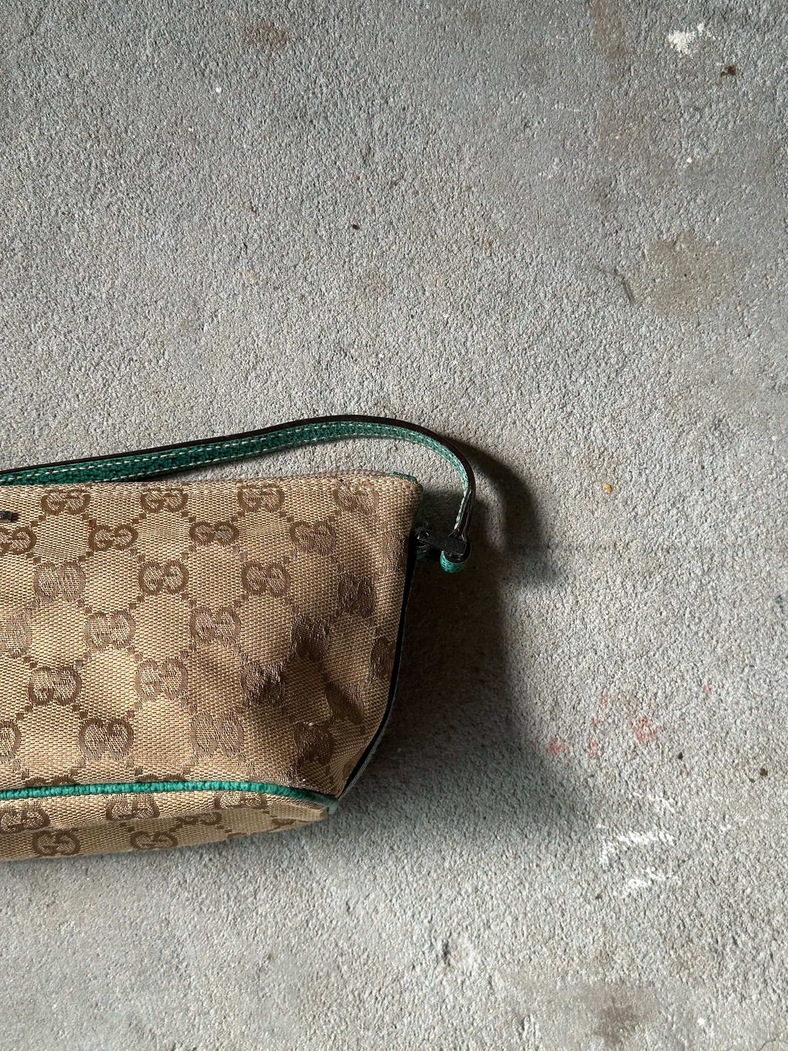 Gucci GG Monogram Pochette Boat Shoulder Bag Beige/Green